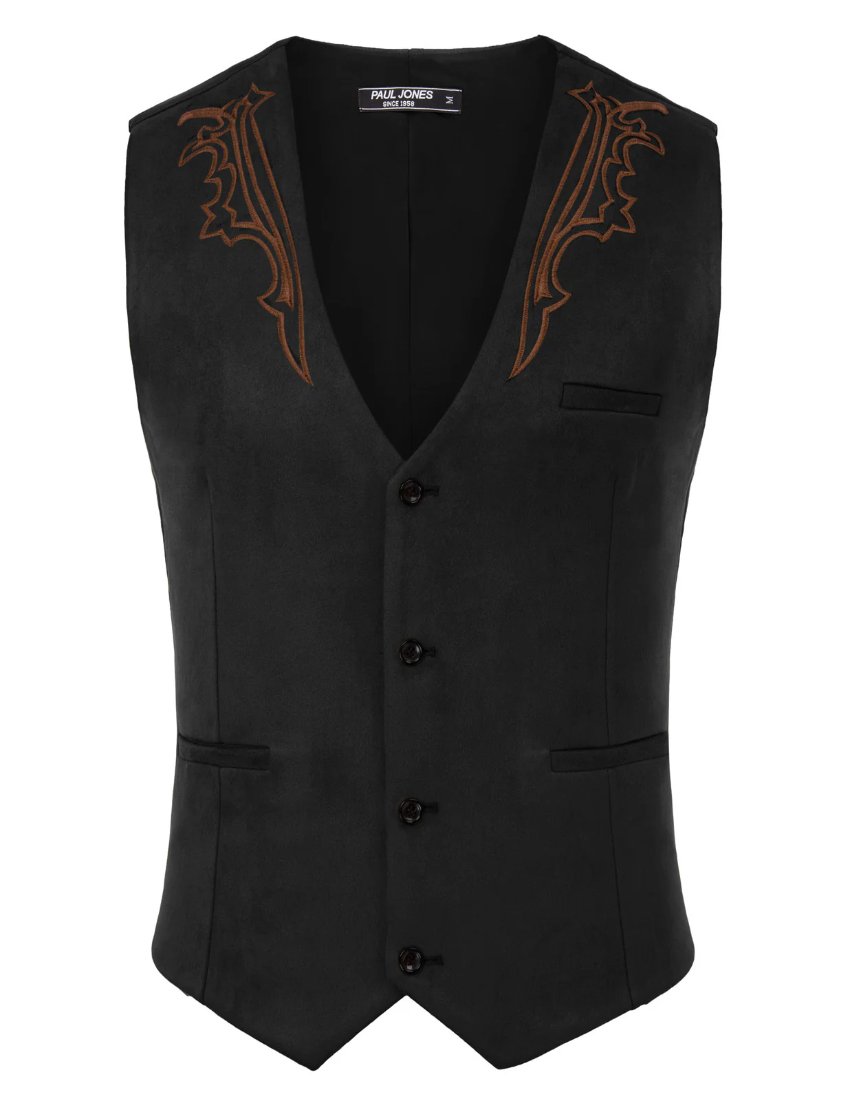 Men's Suede Leather Suit Vest Embroidery Casual Slim Fit Western Vest Waistcoat - Image 11