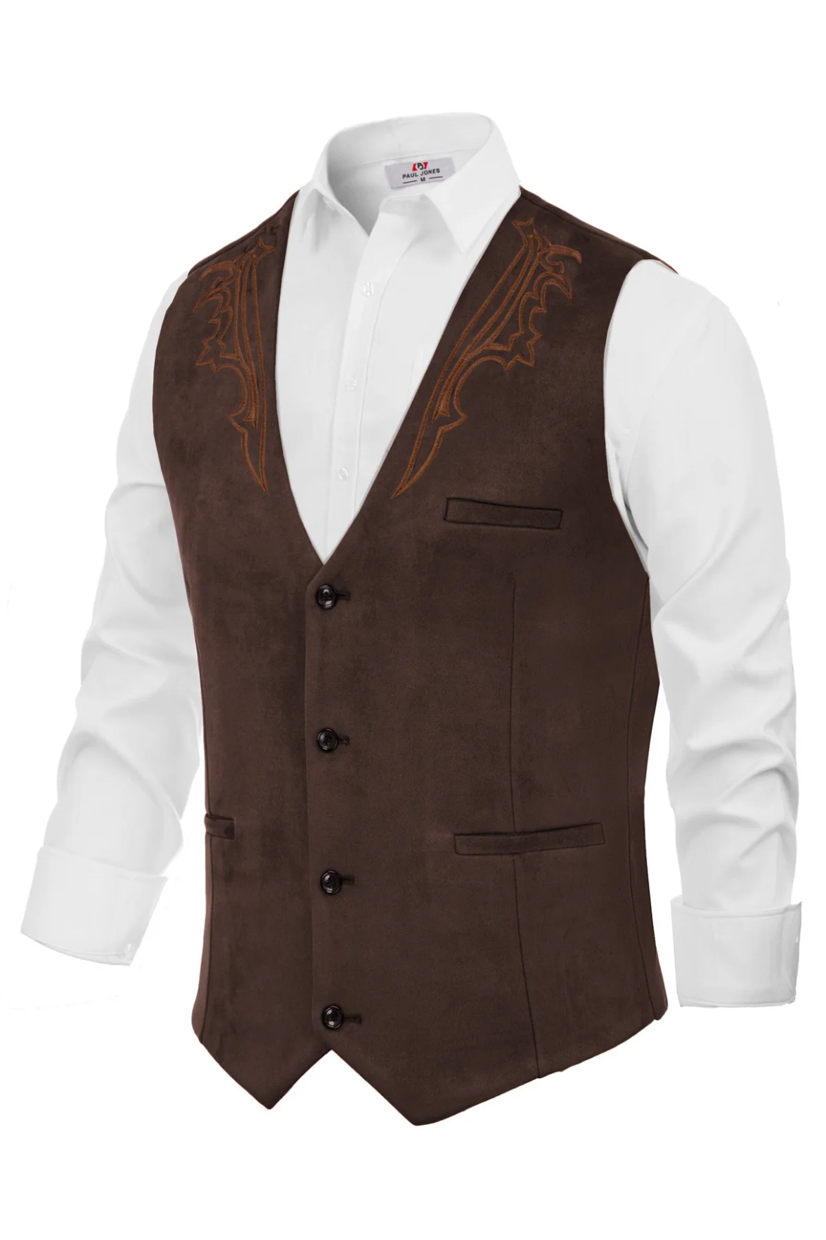 Men's Suede Leather Suit Vest Embroidery Casual Slim Fit Western Vest Waistcoat - Image 16