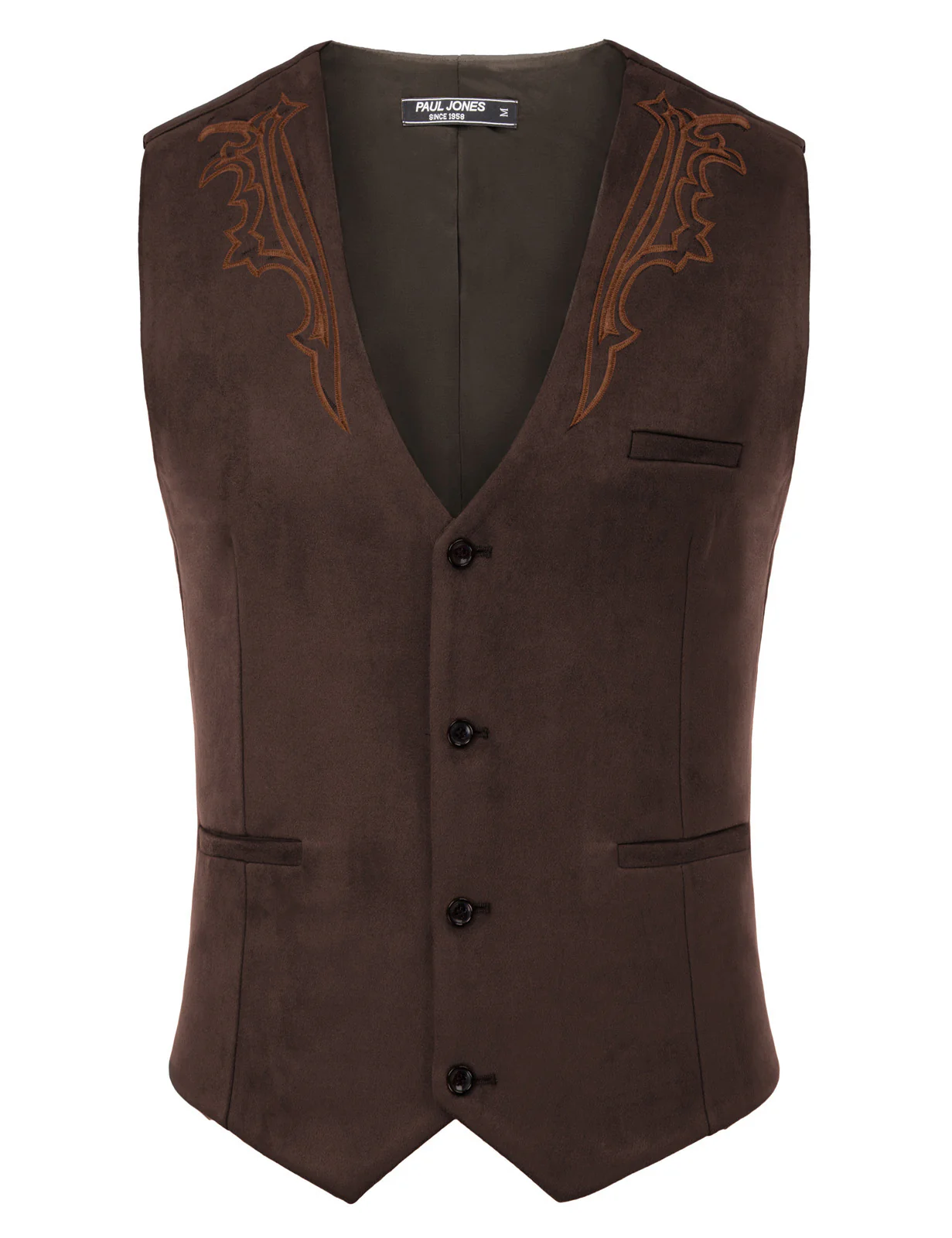 Men's Suede Leather Suit Vest Embroidery Casual Slim Fit Western Vest Waistcoat - Image 17