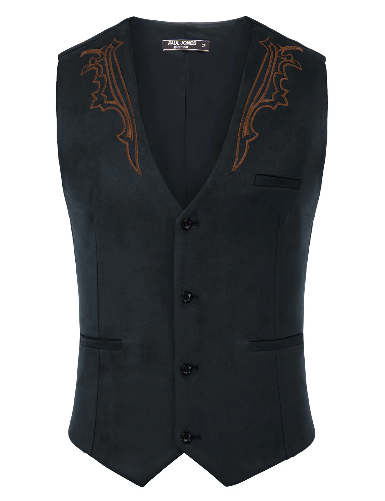 Men's Suede Leather Suit Vest Embroidery Casual Slim Fit Western Vest Waistcoat - Image 23