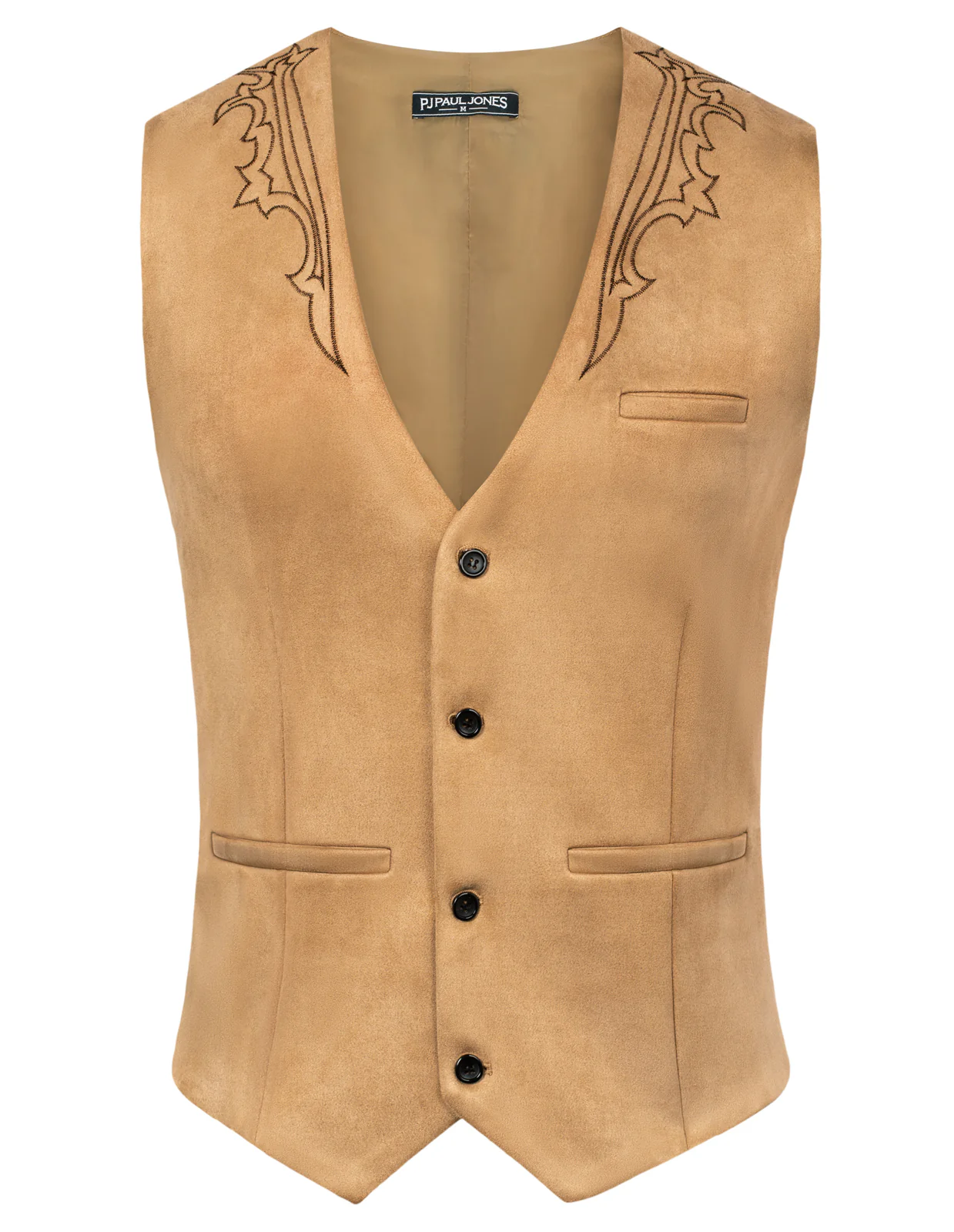 Men's Suede Leather Suit Vest Embroidery Casual Slim Fit Western Vest Waistcoat - Image 34