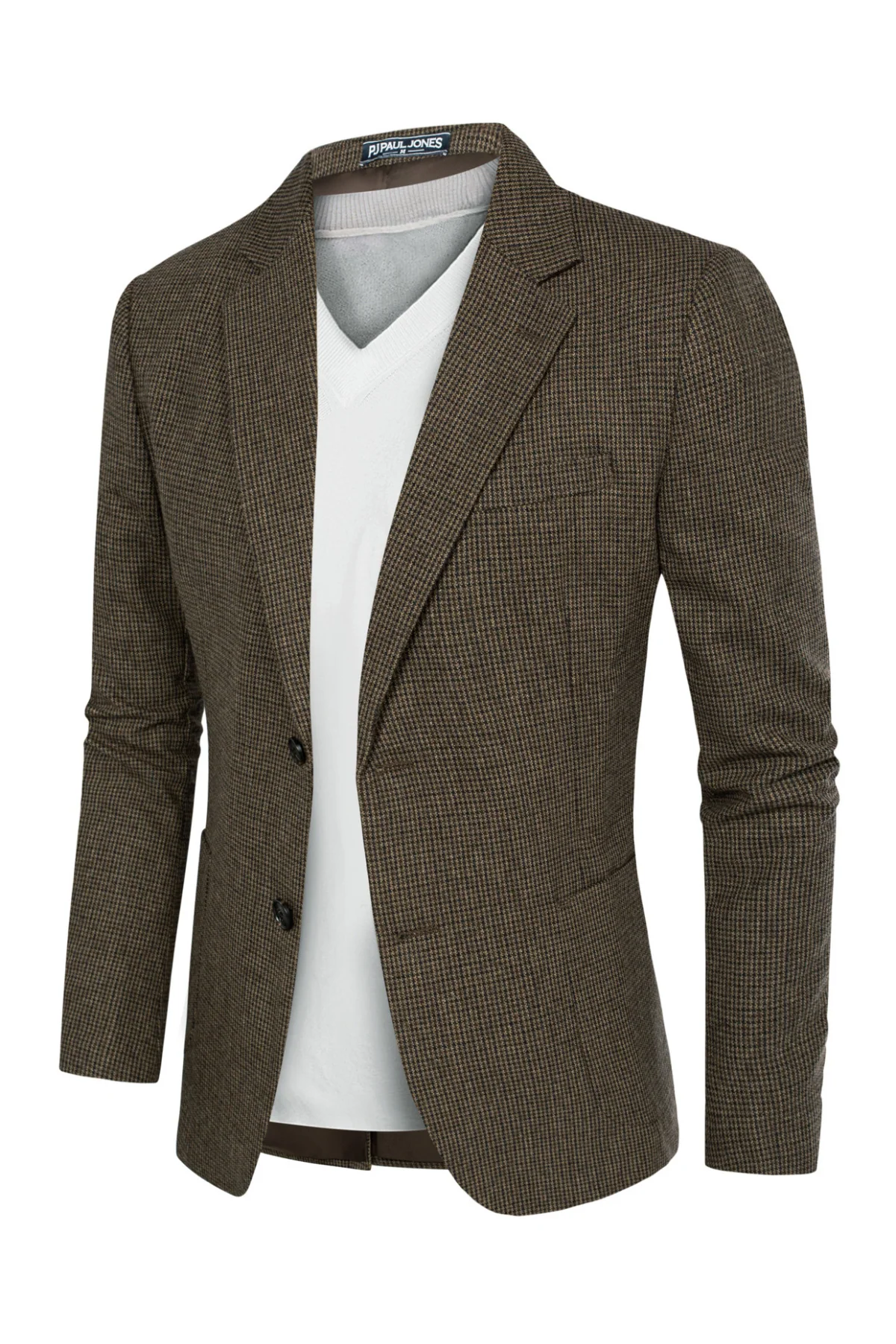 Herringbone Tweed Two Buttons Blazer British Wool Blend Sport Coat Jacket - Image 13