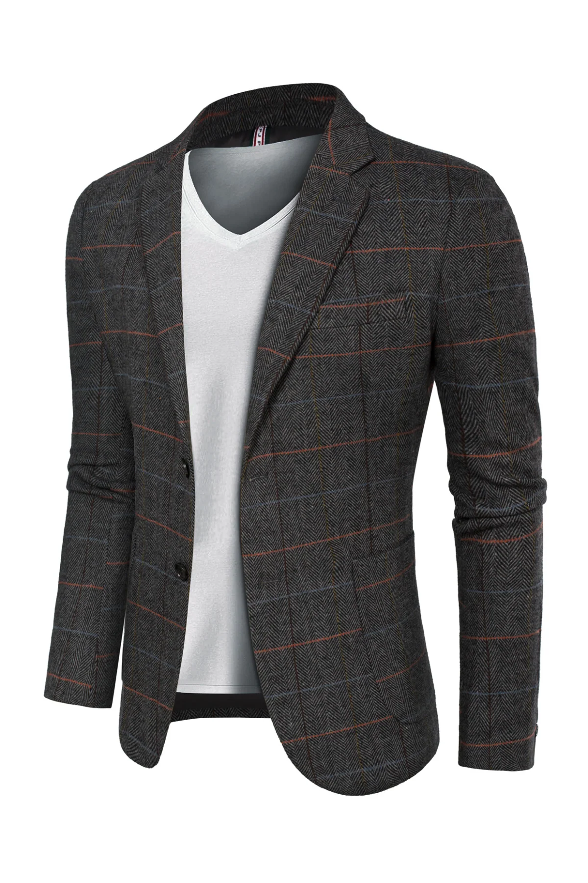 Herringbone Tweed Two Buttons Blazer British Wool Blend Sport Coat Jacket - Image 19