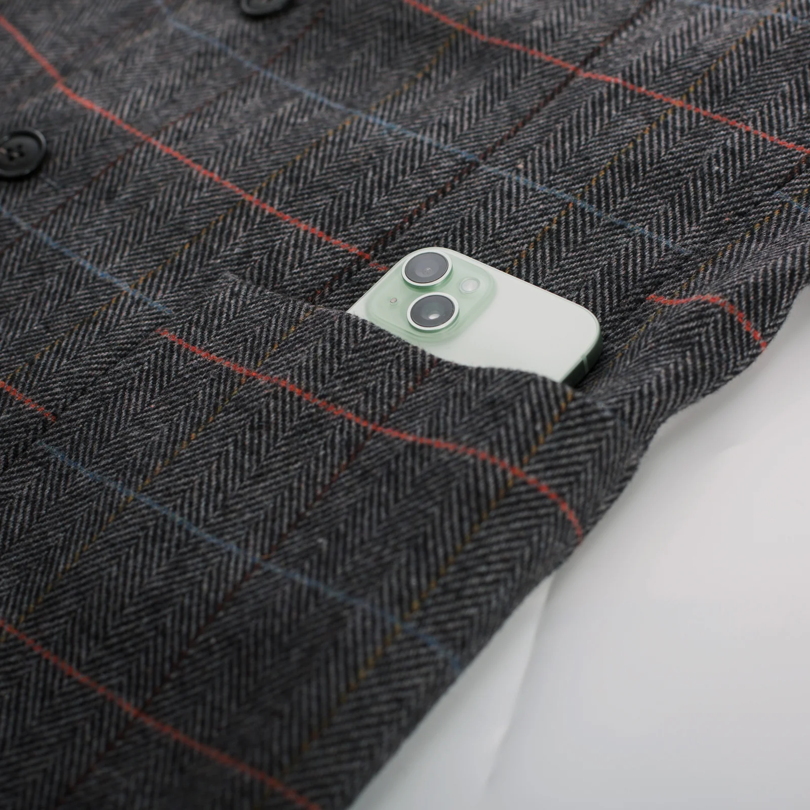 Herringbone Tweed Two Buttons Blazer British Wool Blend Sport Coat Jacket - Image 20