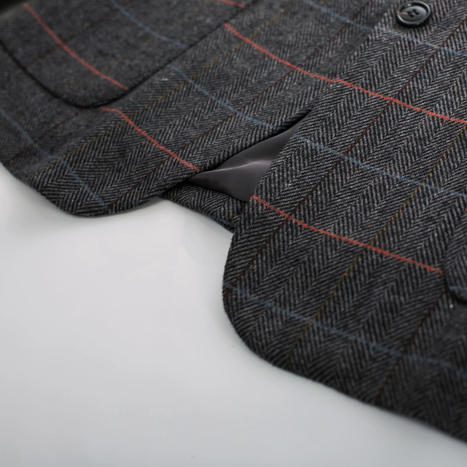 Herringbone Tweed Two Buttons Blazer British Wool Blend Sport Coat Jacket - Image 21