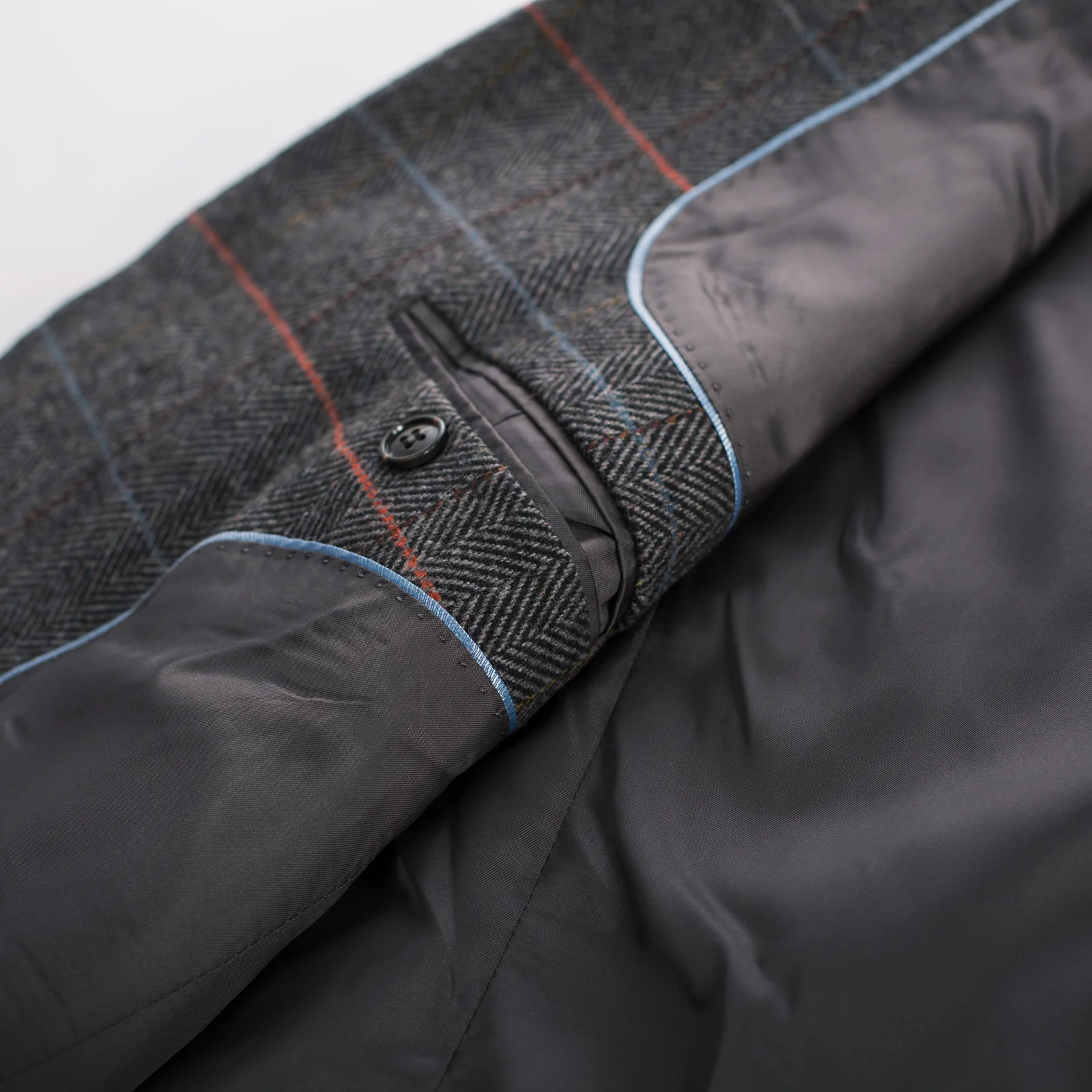 Herringbone Tweed Two Buttons Blazer British Wool Blend Sport Coat Jacket - Image 22