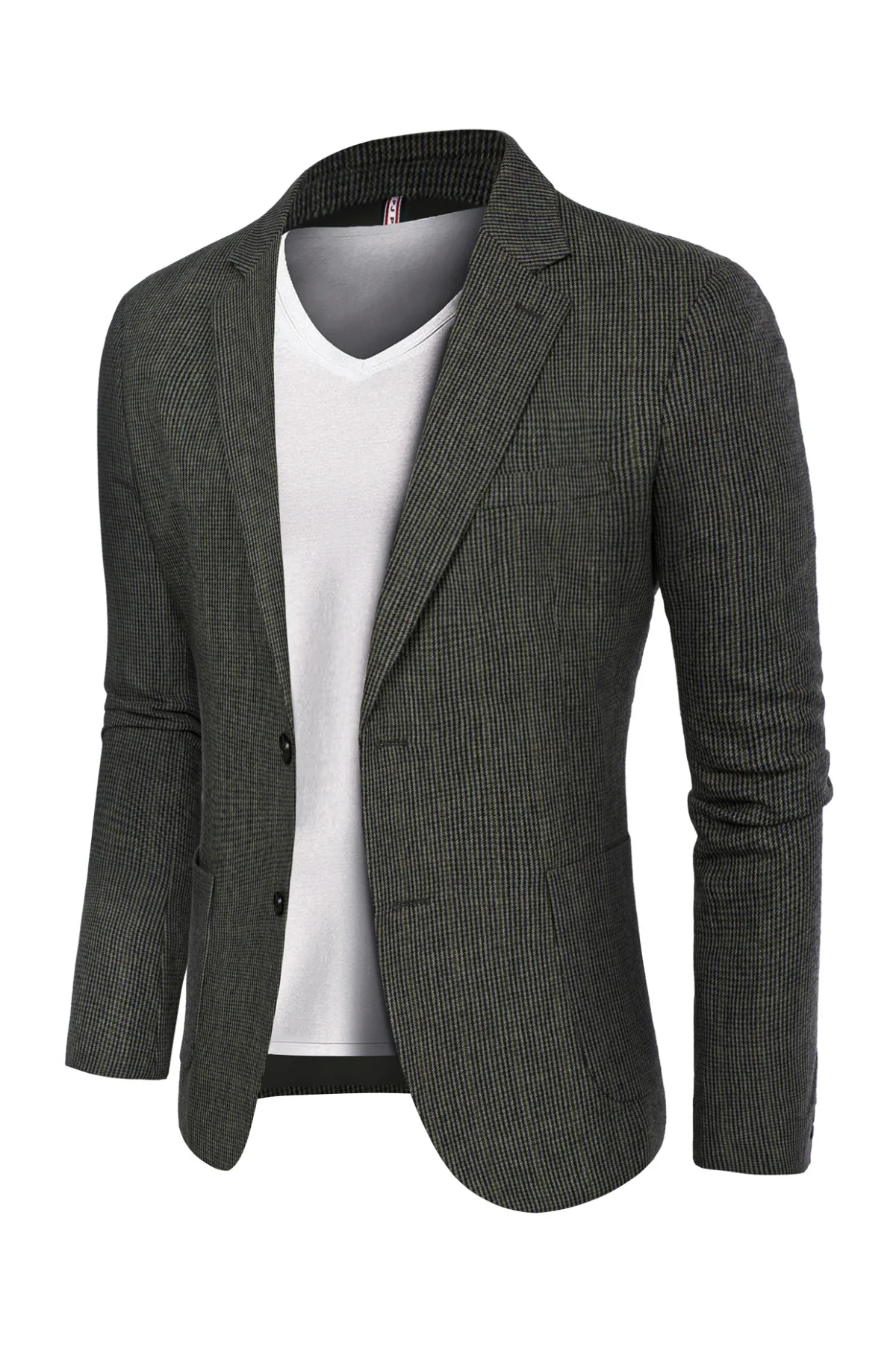 Herringbone Tweed Two Buttons Blazer British Wool Blend Sport Coat Jacket - Image 23