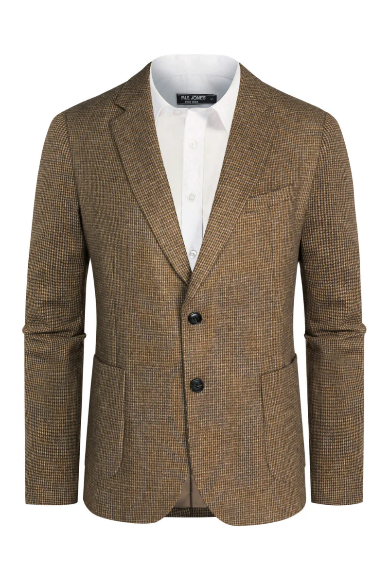 Herringbone Tweed Two Buttons Blazer British Wool Blend Sport Coat Jacket - Image 27