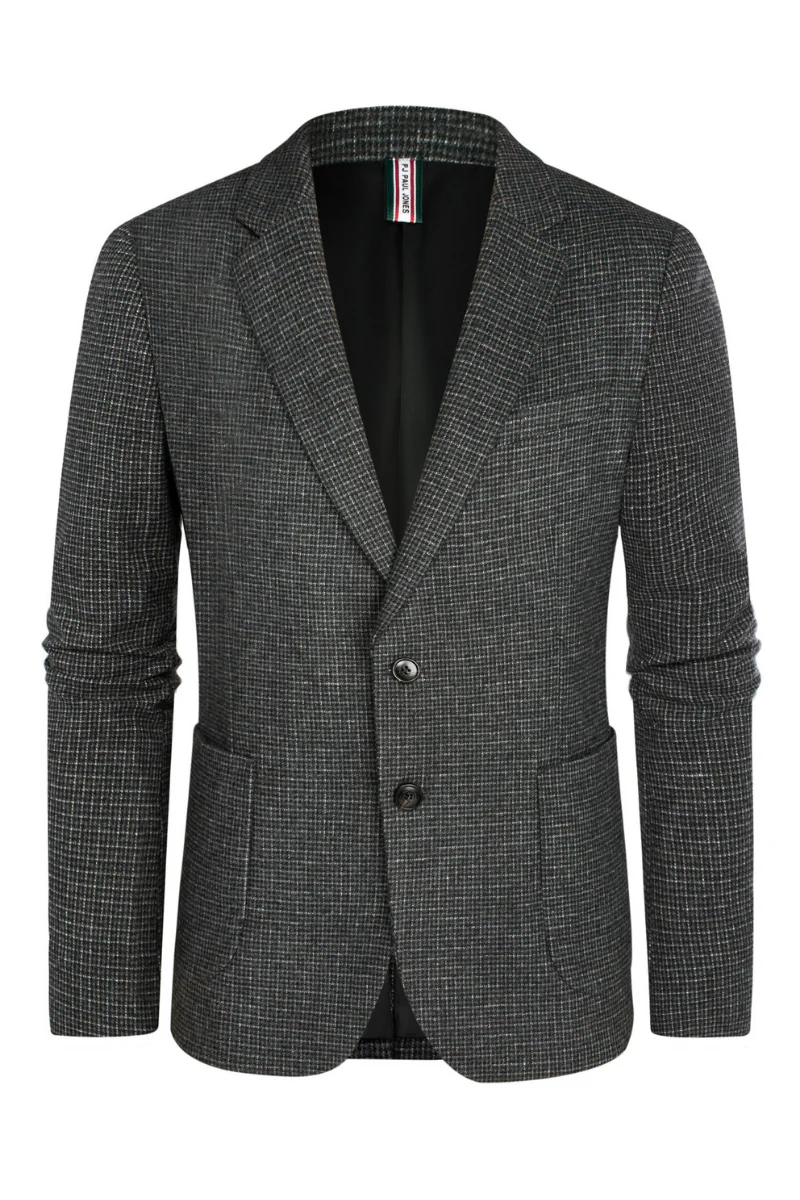 Herringbone Tweed Two Buttons Blazer British Wool Blend Sport Coat Jacket - Image 34