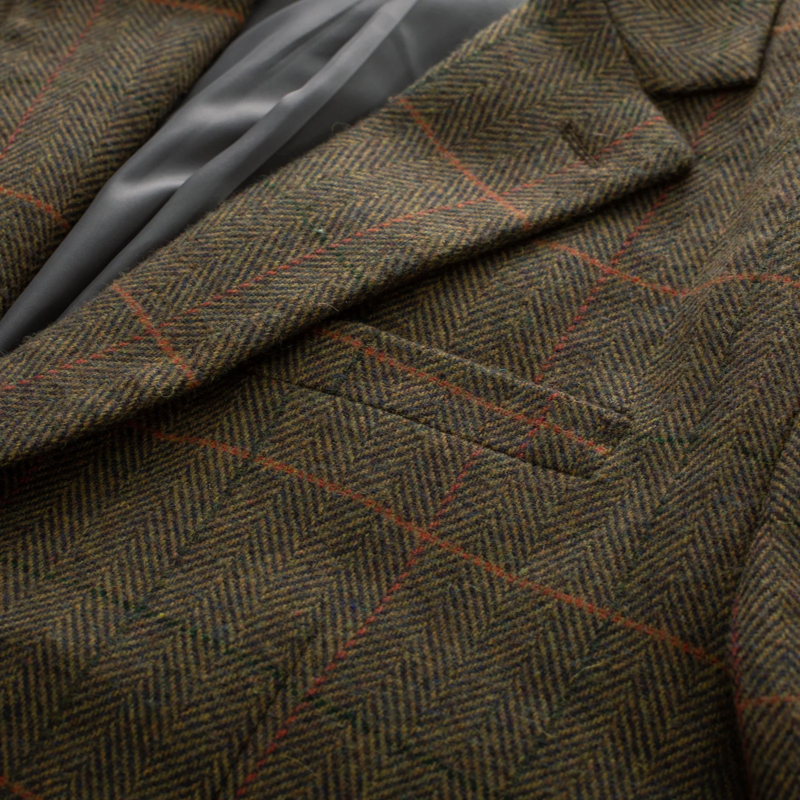 Herringbone Tweed Two Buttons Blazer British Wool Blend Sport Coat Jacket - Image 6
