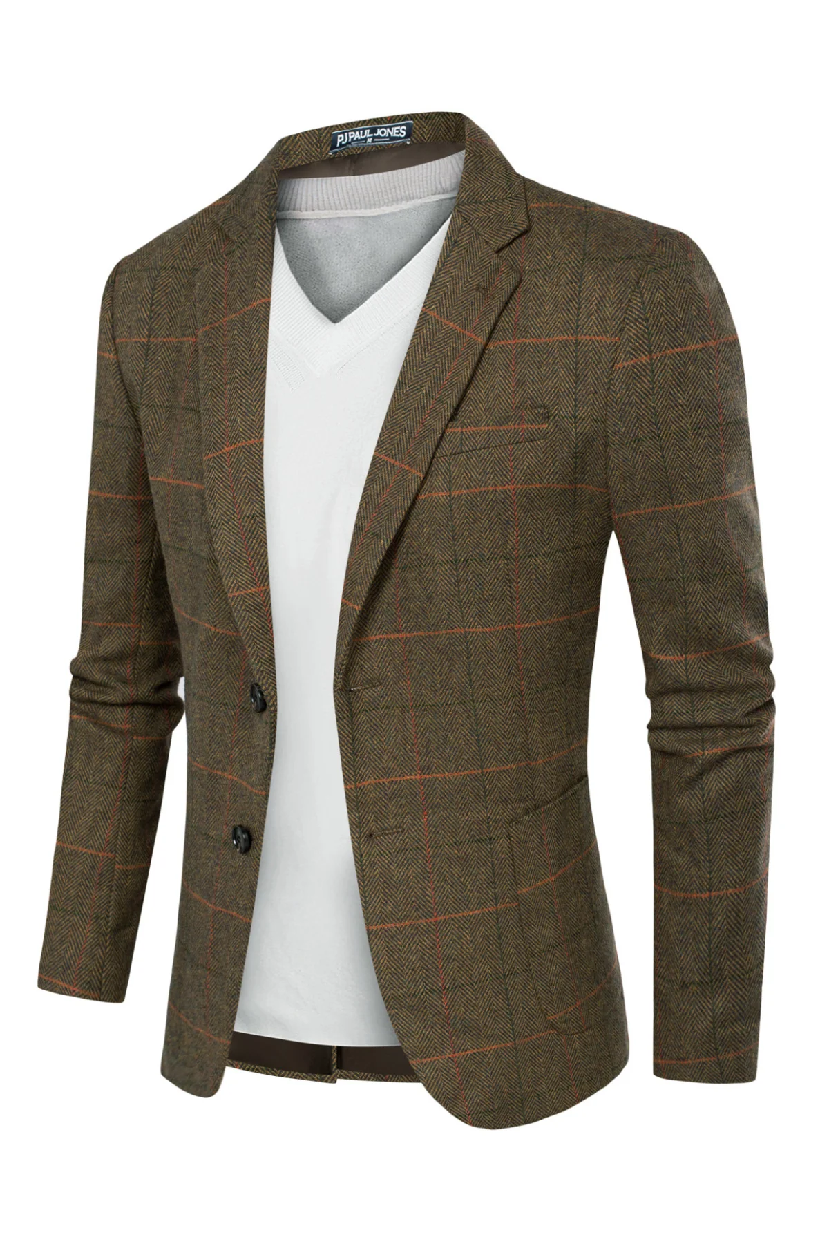 Herringbone Tweed Two Buttons Blazer British Wool Blend Sport Coat Jacket - Image 8