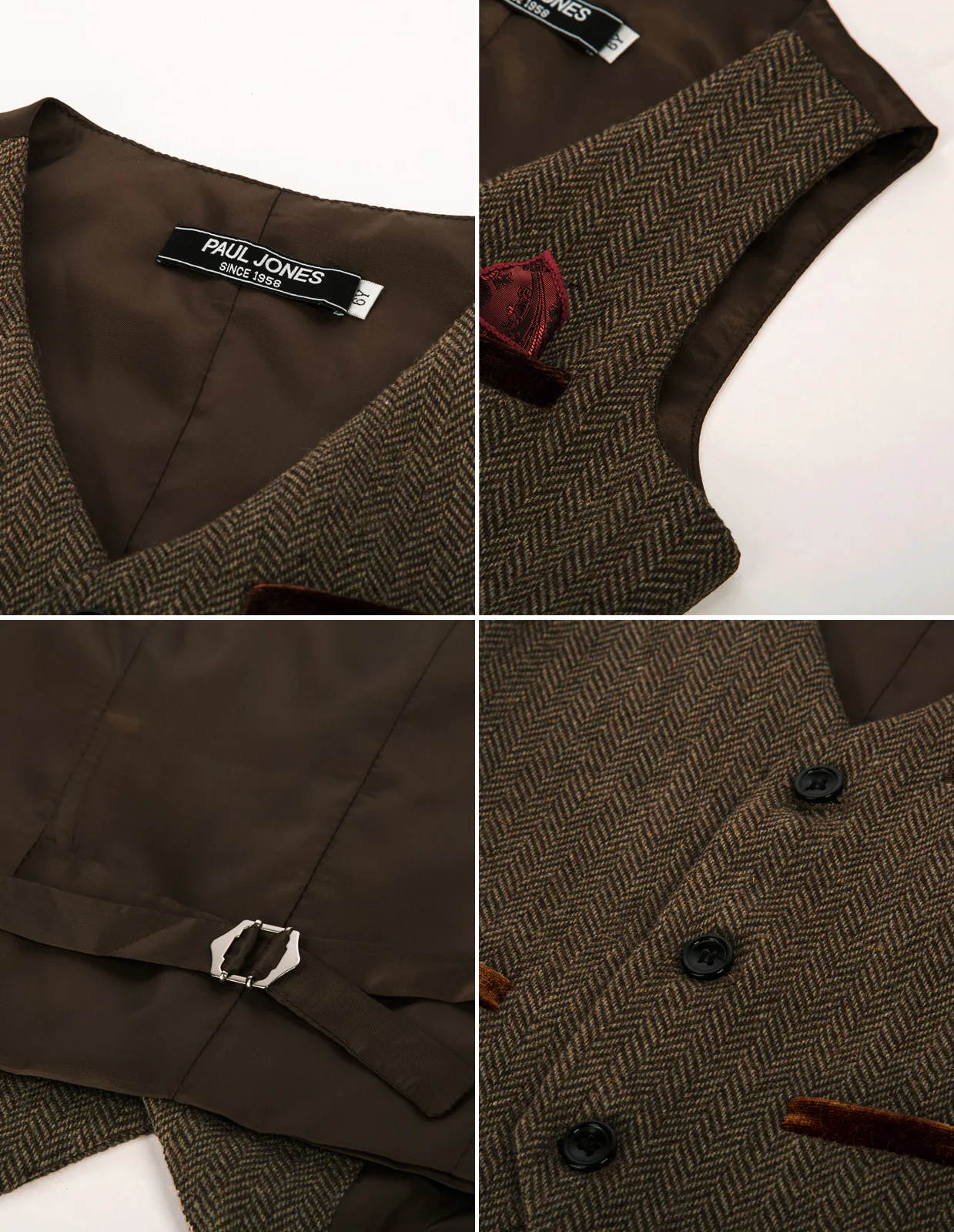 Boys Herringbone Tweed Suit Vest British Dress Waistcoat Wool Blend - Image 12