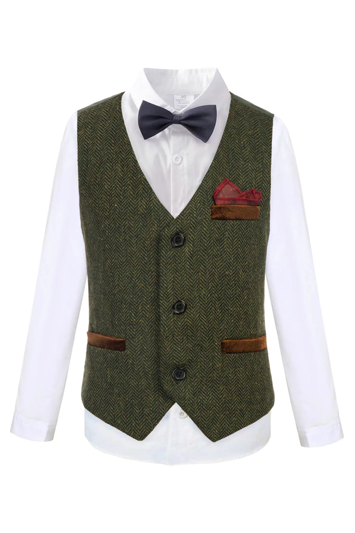 Boys Herringbone Tweed Suit Vest British Dress Waistcoat Wool Blend - Image 13