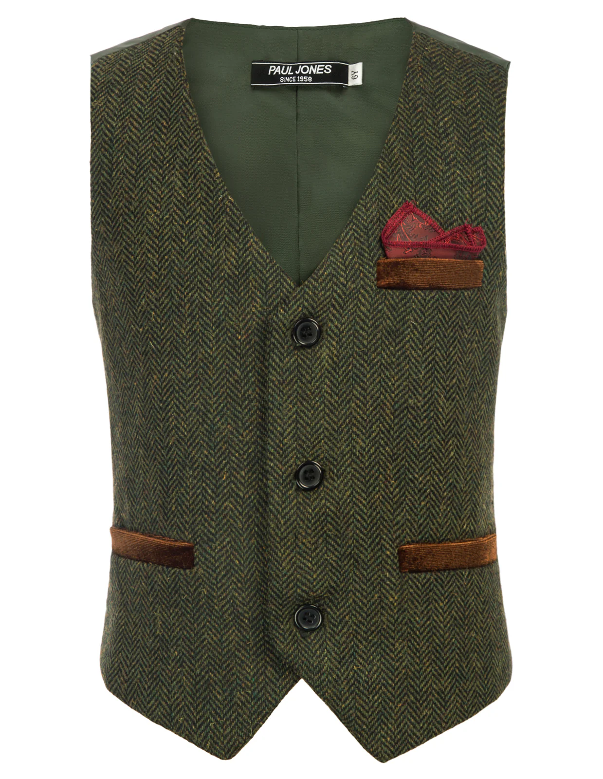 Boys Herringbone Tweed Suit Vest British Dress Waistcoat Wool Blend - Image 14