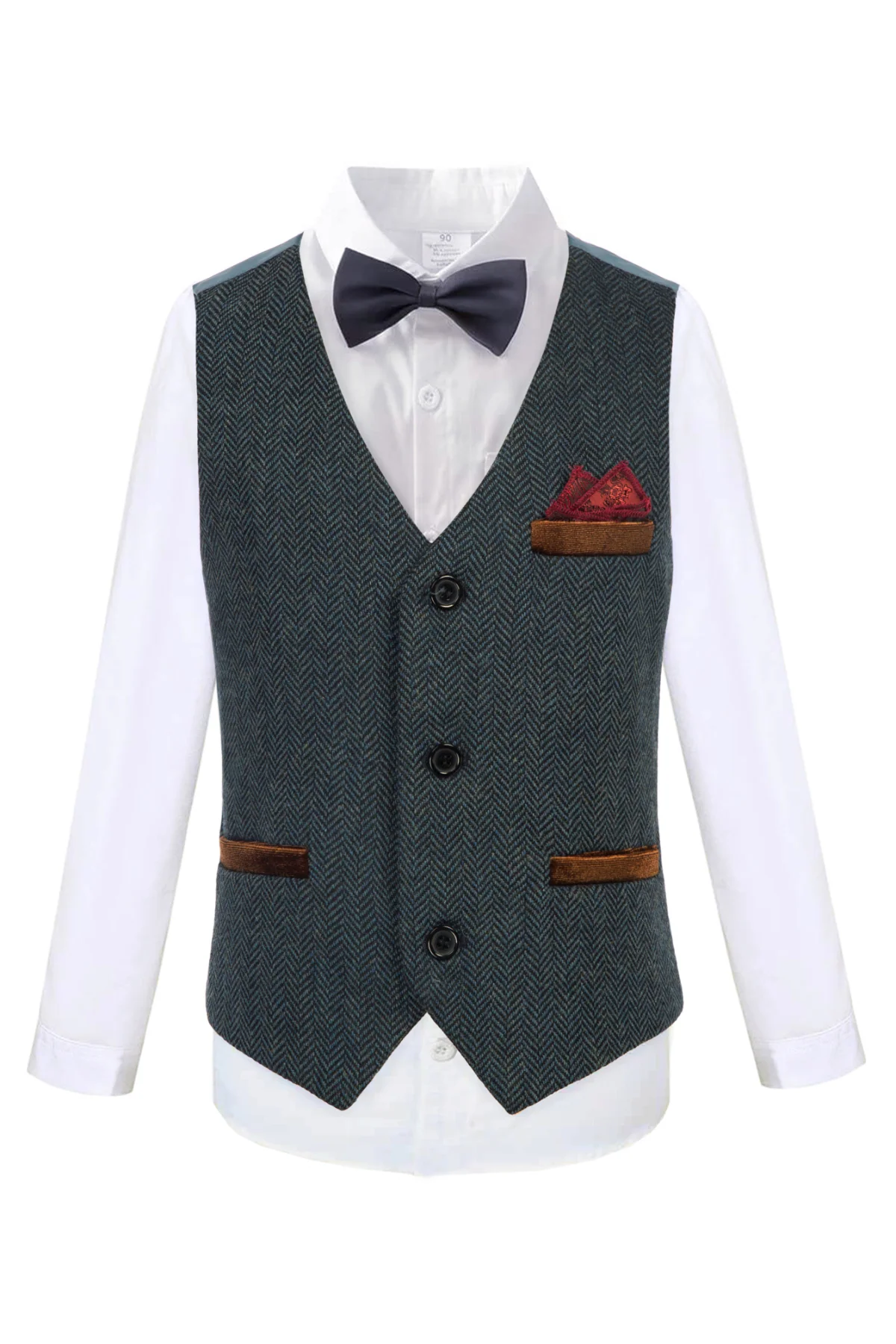 Boys Herringbone Tweed Suit Vest British Dress Waistcoat Wool Blend - Image 18