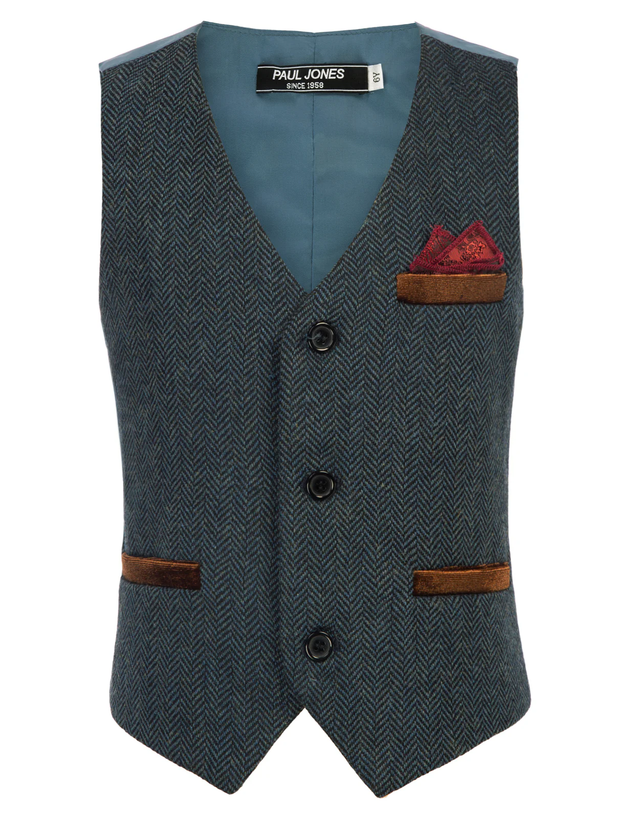 Boys Herringbone Tweed Suit Vest British Dress Waistcoat Wool Blend - Image 19