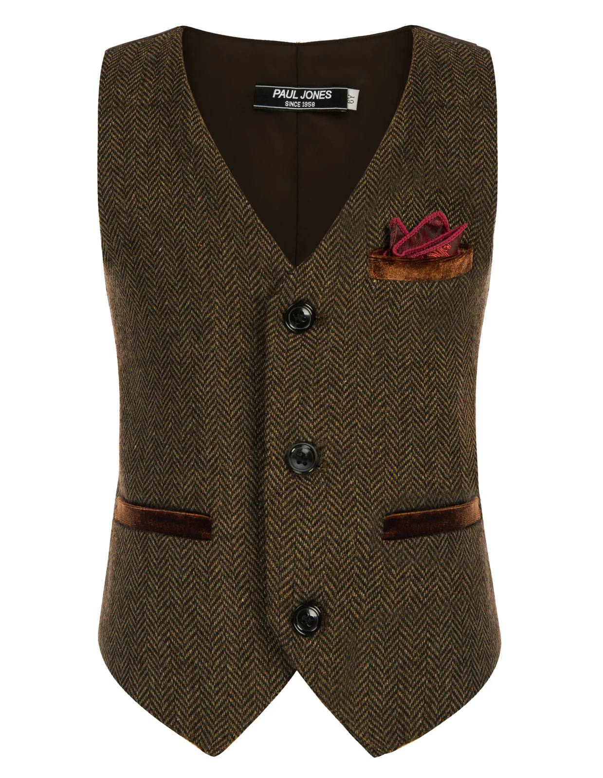 Boys Herringbone Tweed Suit Vest British Dress Waistcoat Wool Blend - Image 9