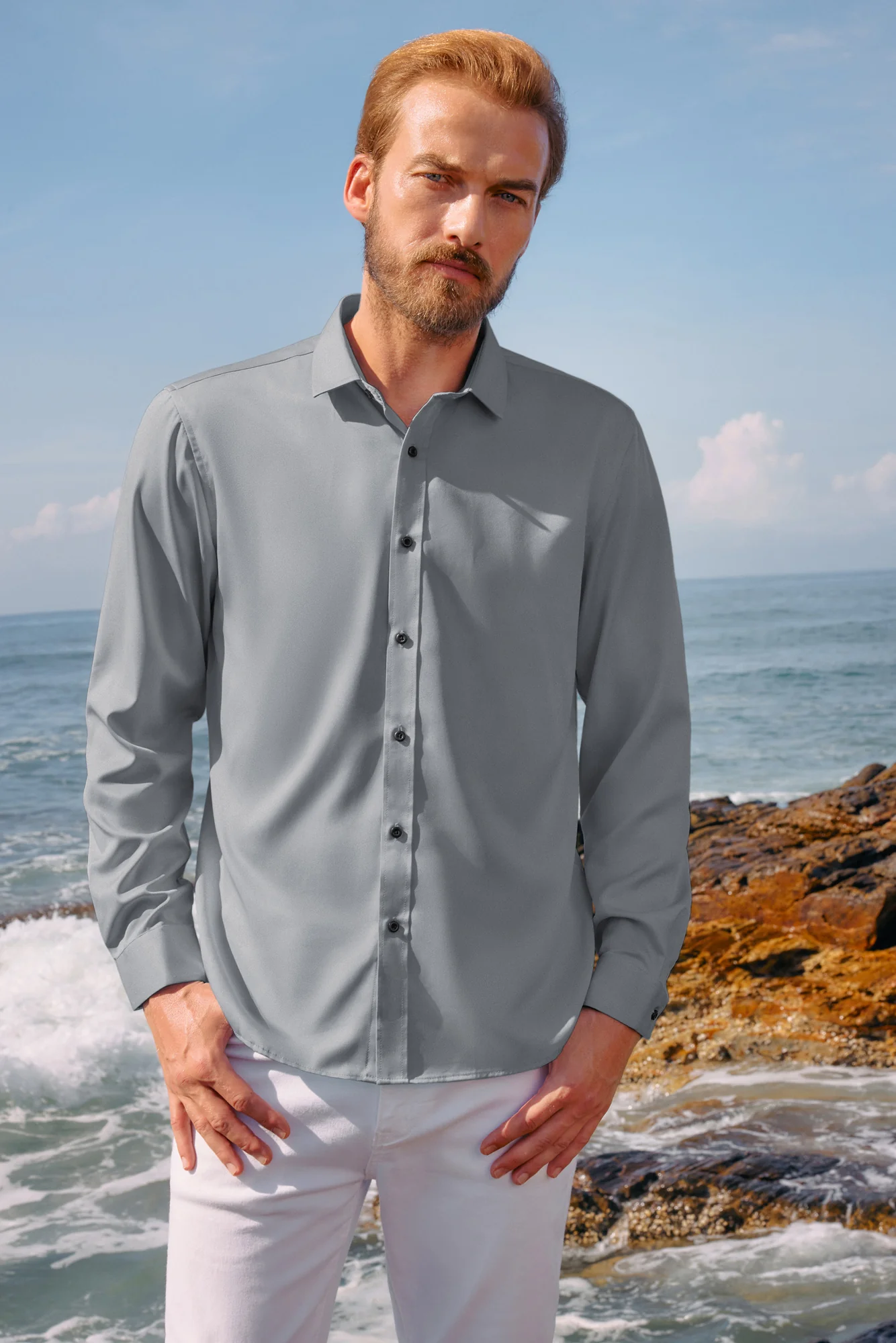 Men's Dress Shirts Long Sleeve Regular Fit Wrinkle Free Casual Button Down Cardigans Shirts - Image 22