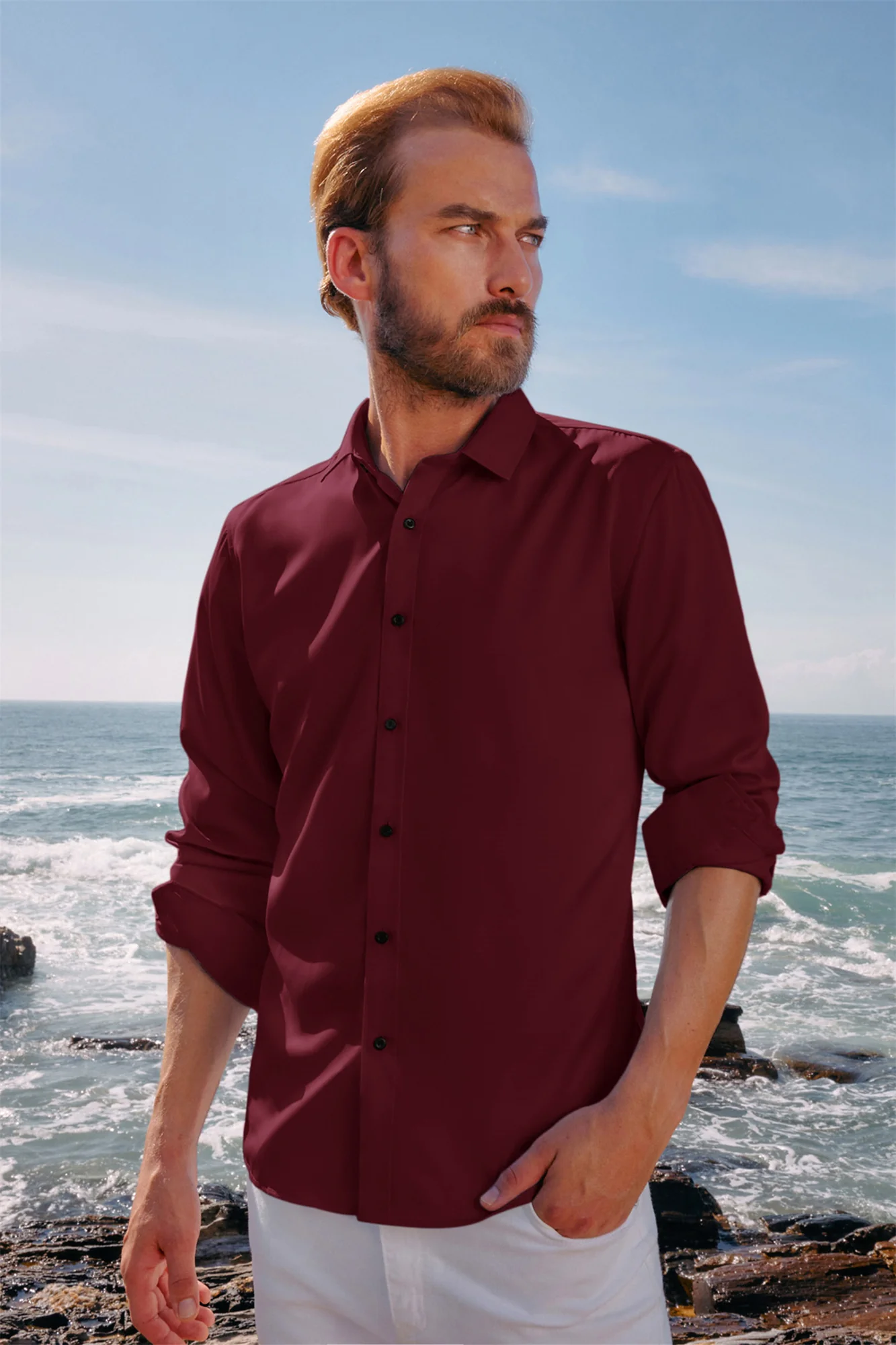 Men's Dress Shirts Long Sleeve Regular Fit Wrinkle Free Casual Button Down Cardigans Shirts - Image 27