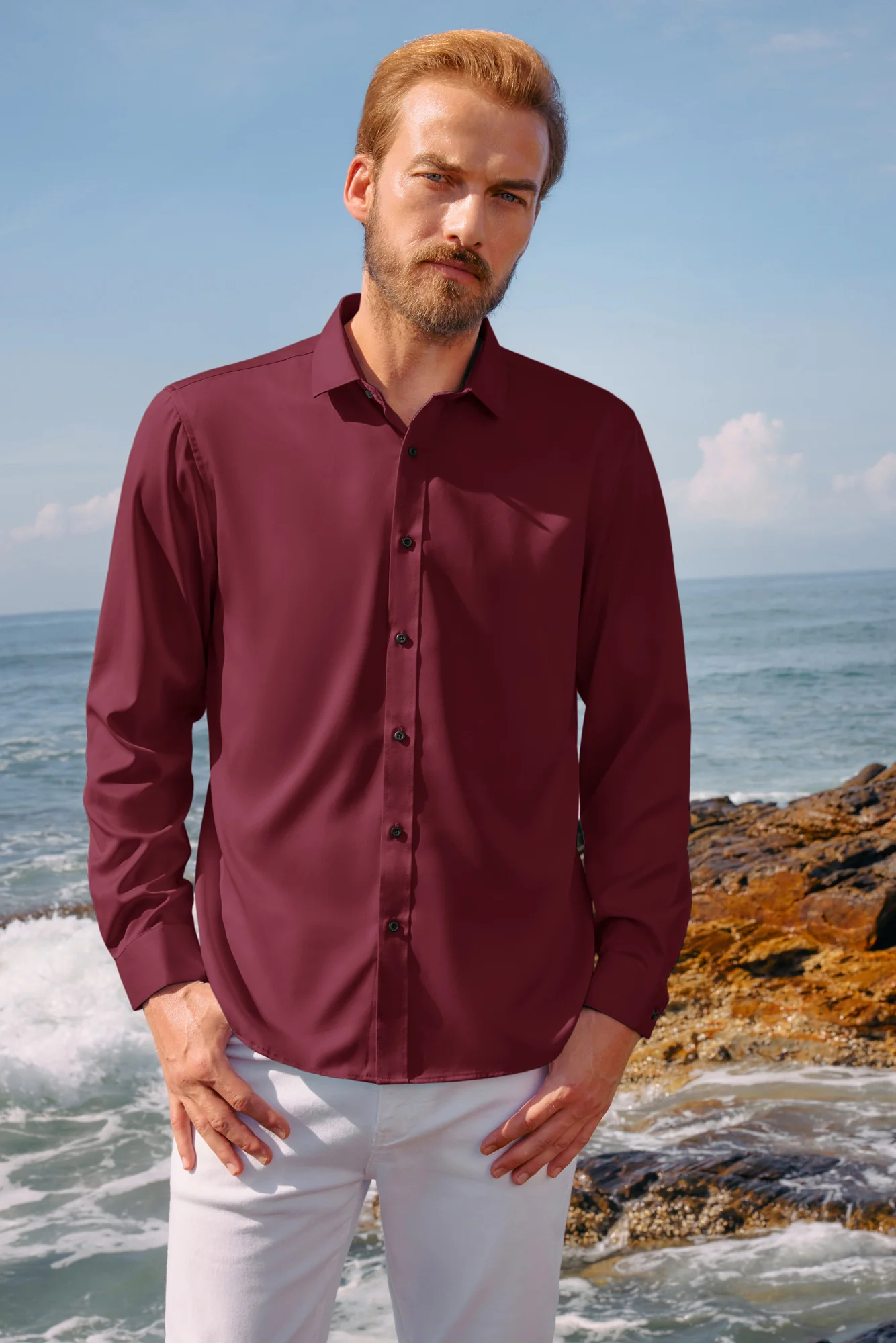 Men's Dress Shirts Long Sleeve Regular Fit Wrinkle Free Casual Button Down Cardigans Shirts - Image 28
