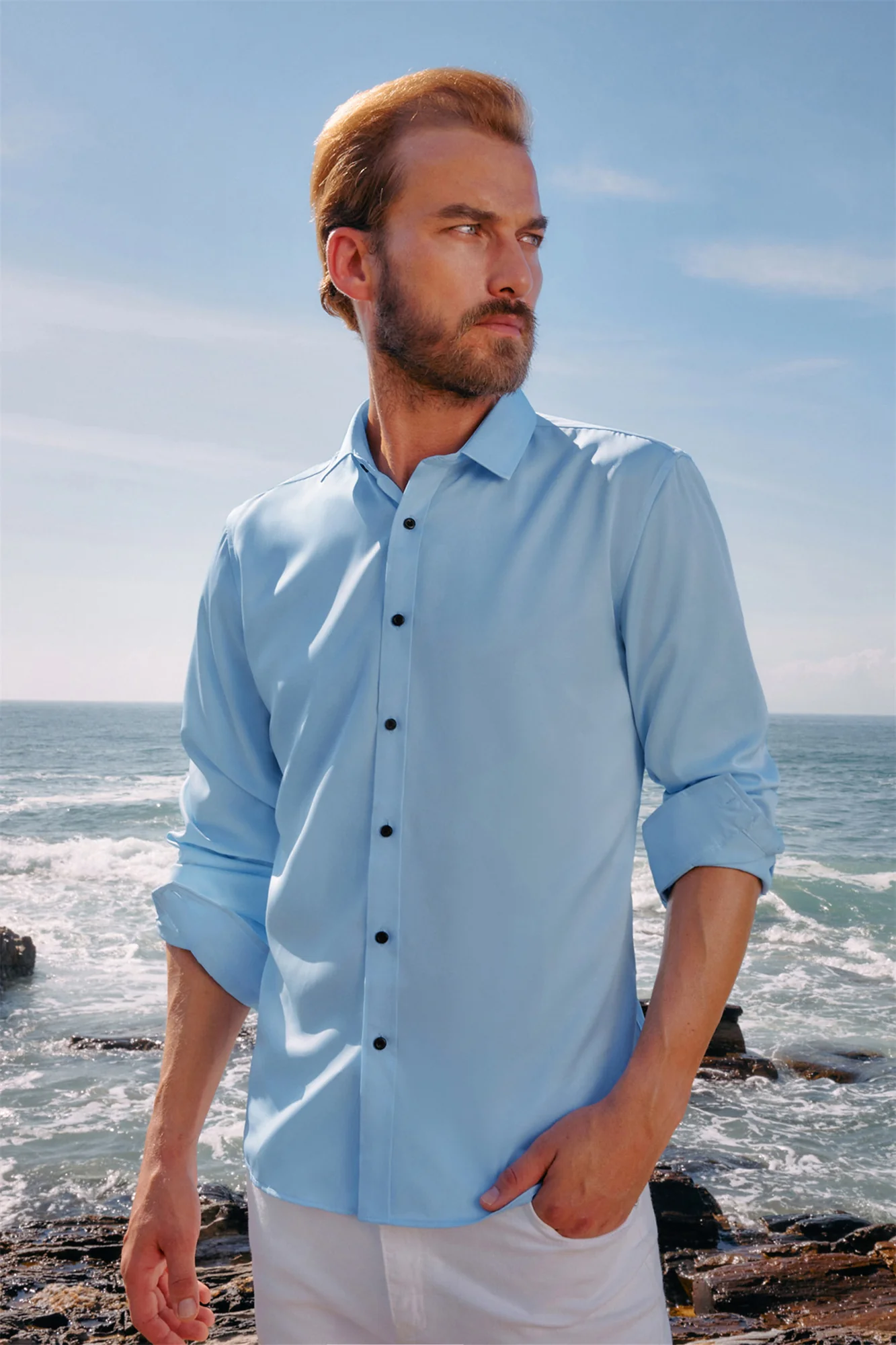 Men's Dress Shirts Long Sleeve Regular Fit Wrinkle Free Casual Button Down Cardigans Shirts - Image 4
