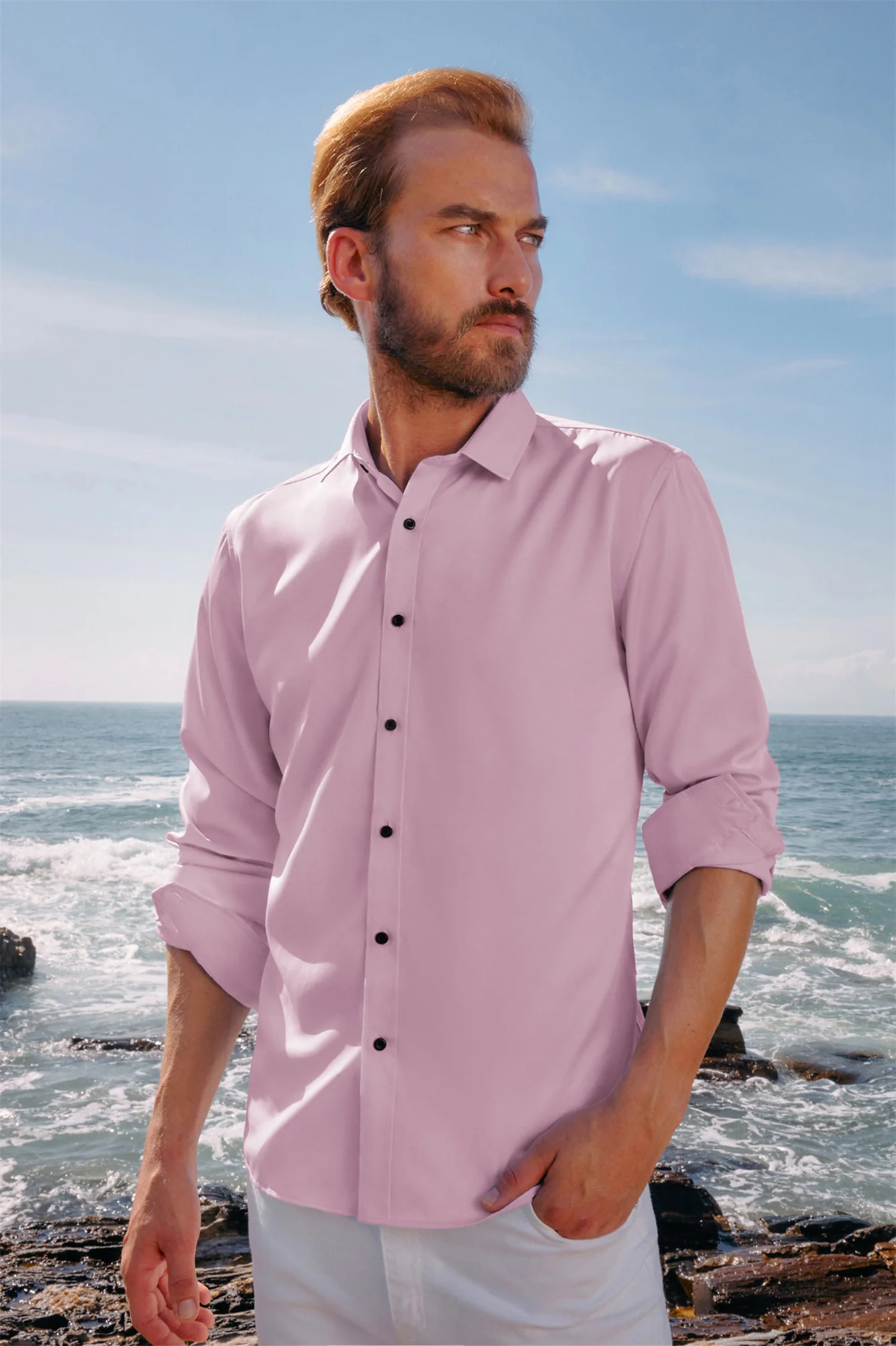Men's Dress Shirts Long Sleeve Regular Fit Wrinkle Free Casual Button Down Cardigans Shirts - Image 7