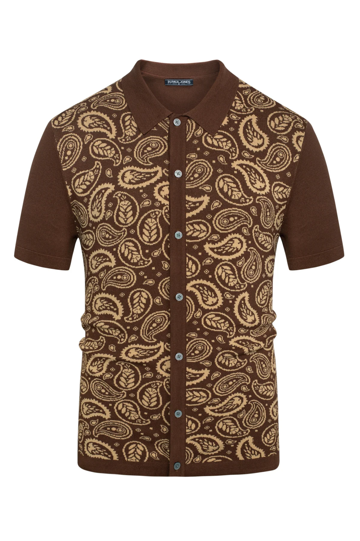 Men Contrast Color Cardigan Short Sleeve Lapel Collar Button-up Knitwear - Image 3