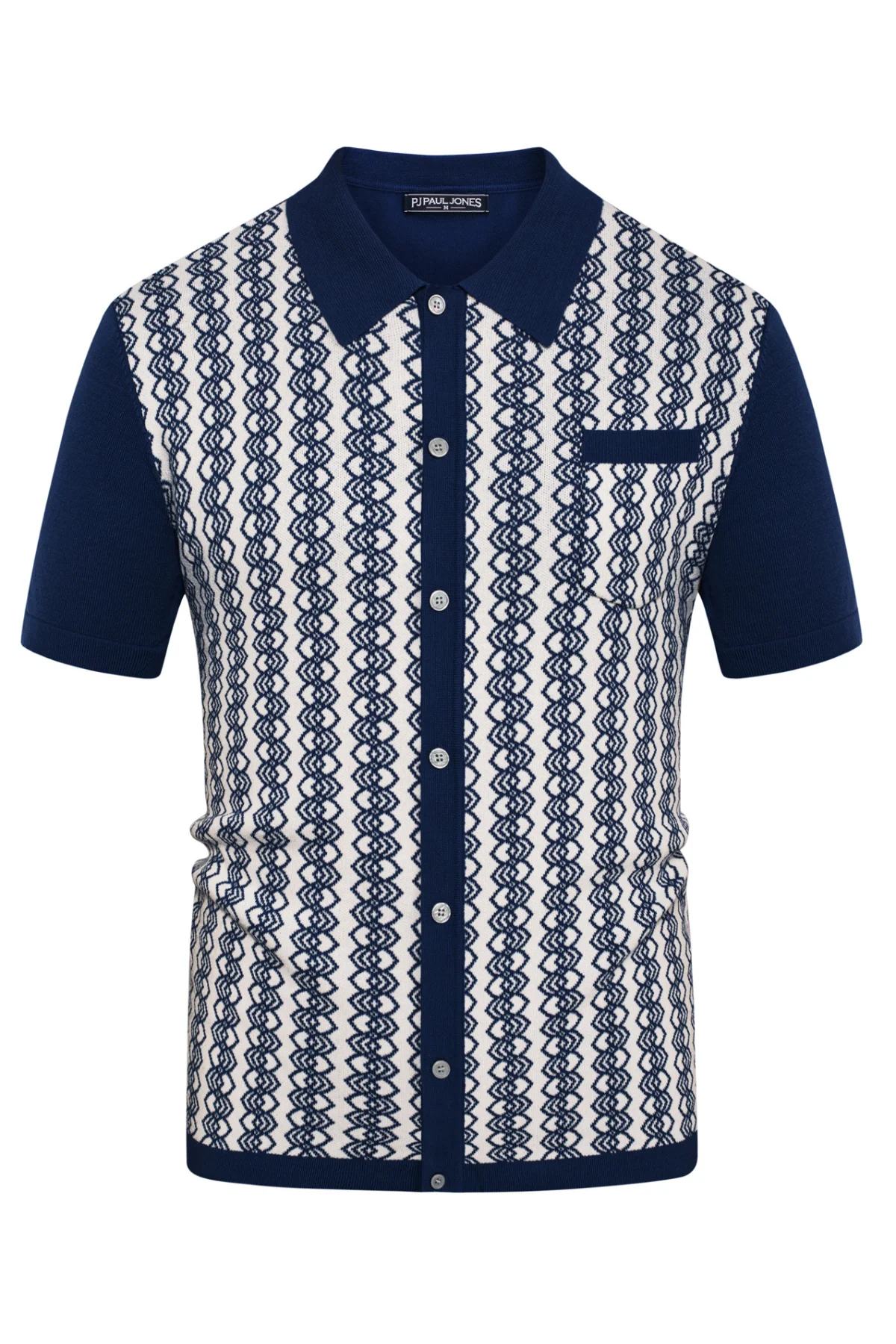 Men Contrast Color Cardigan Short Sleeve Lapel Collar Button-up Knitwear - Image 11
