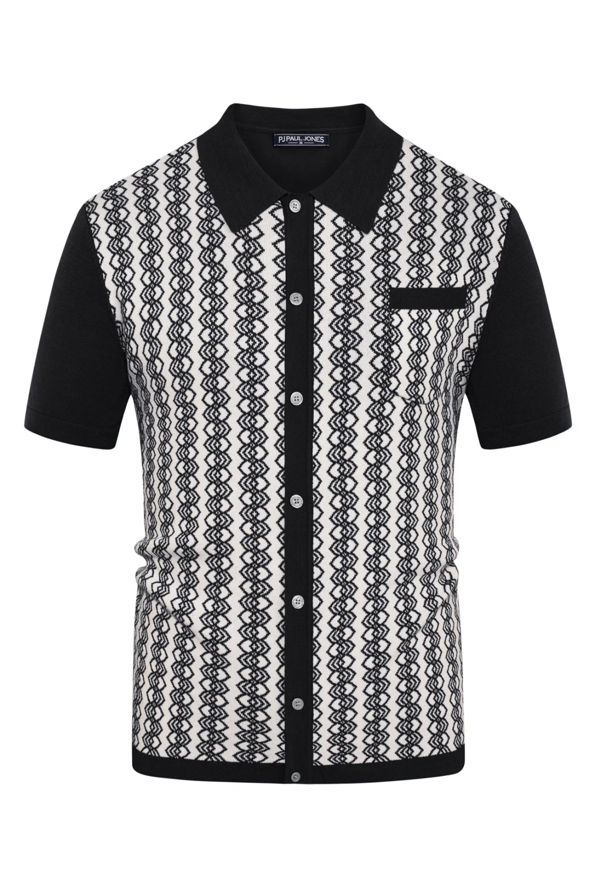 Men Contrast Color Cardigan Short Sleeve Lapel Collar Button-up Knitwear - Image 6