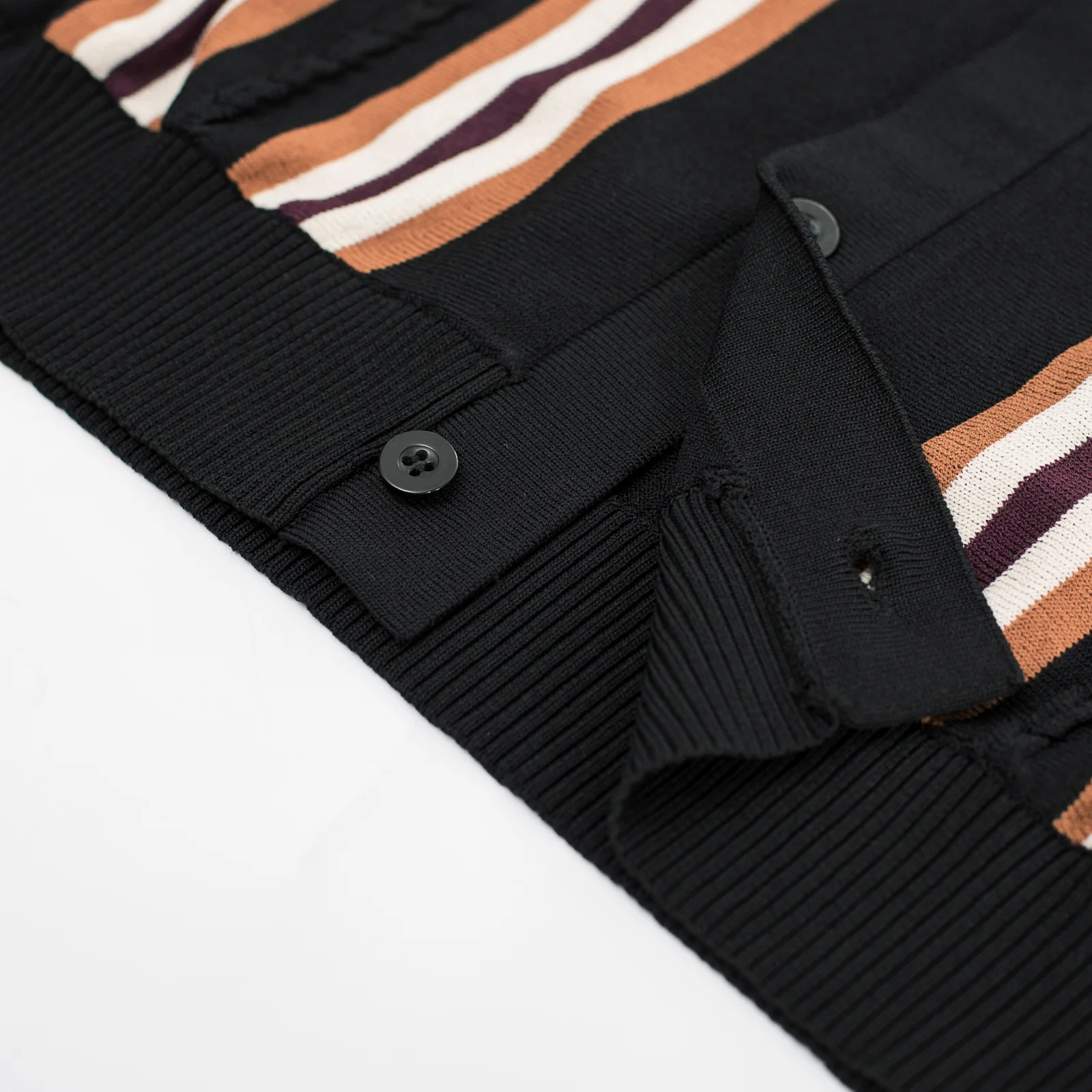 Mens Polo Shirts Vintage Striped Button Down Knitted Golf Cardigans Shirts - Image 36