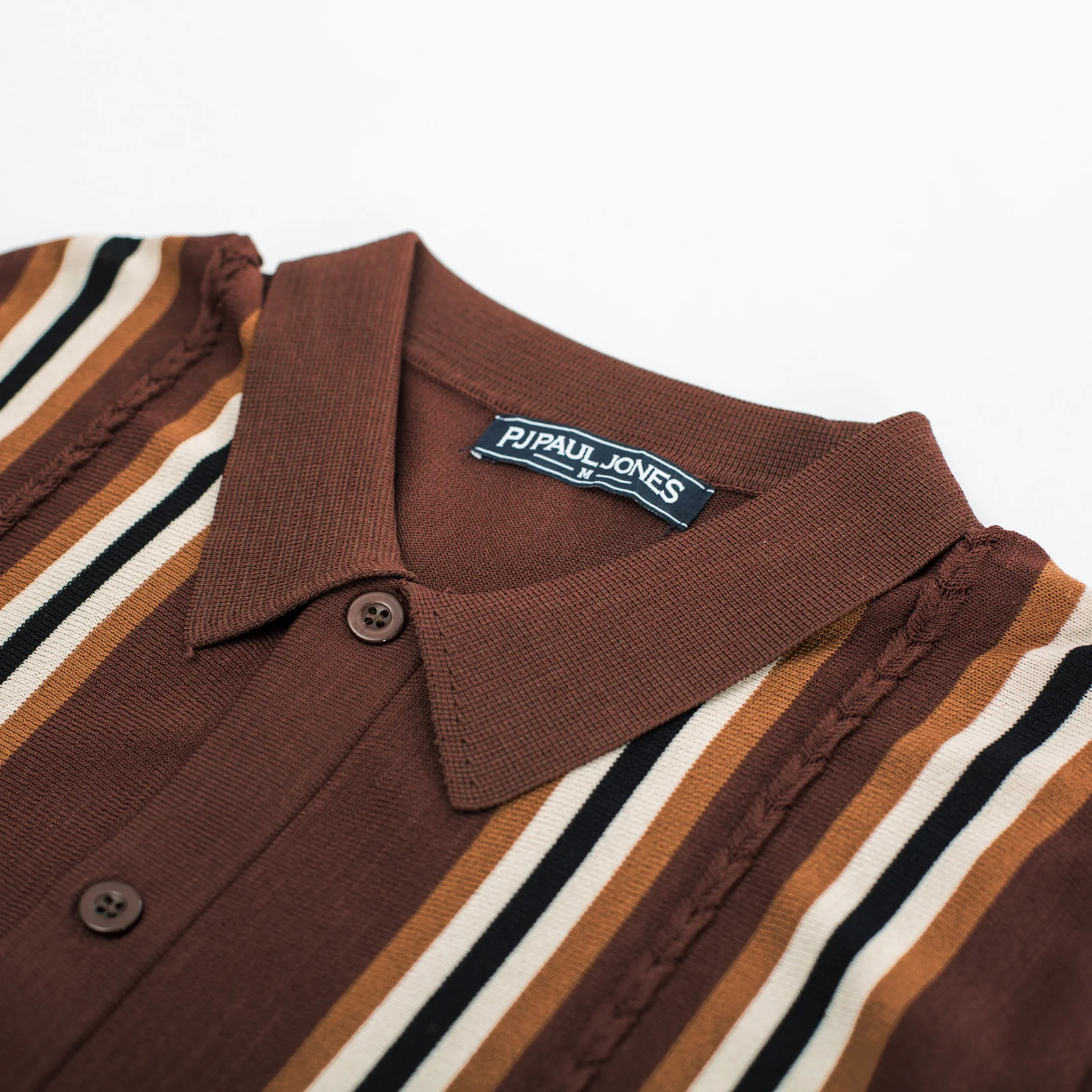 Mens Polo Shirts Vintage Striped Button Down Knitted Golf Cardigans Shirts - Image 39