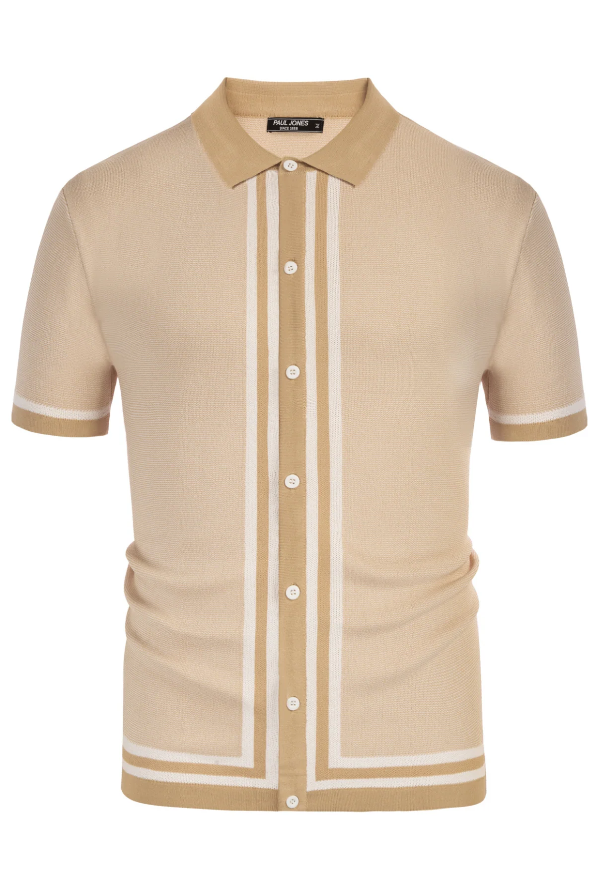 Men's Vintage Stripe Knit Polo Shirts Short Sleeve Stylish Button Down Cardigan Sweater - Image 13