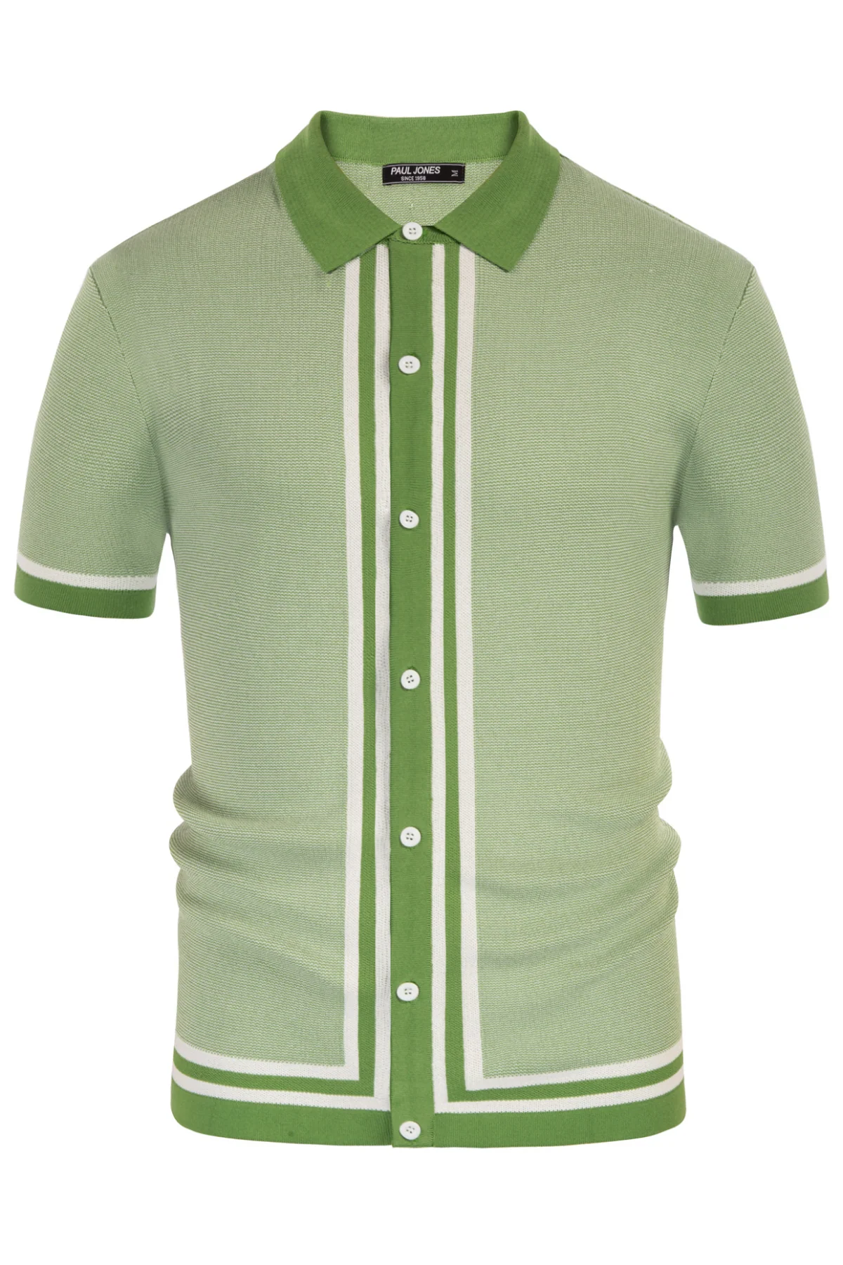 Men's Vintage Stripe Knit Polo Shirts Short Sleeve Stylish Button Down Cardigan Sweater - Image 17