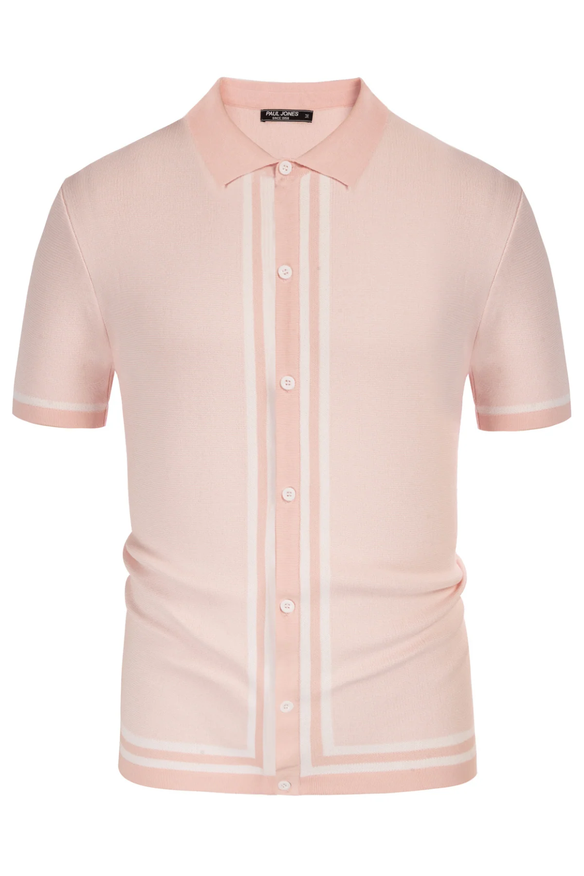 Men's Vintage Stripe Knit Polo Shirts Short Sleeve Stylish Button Down Cardigan Sweater - Image 22
