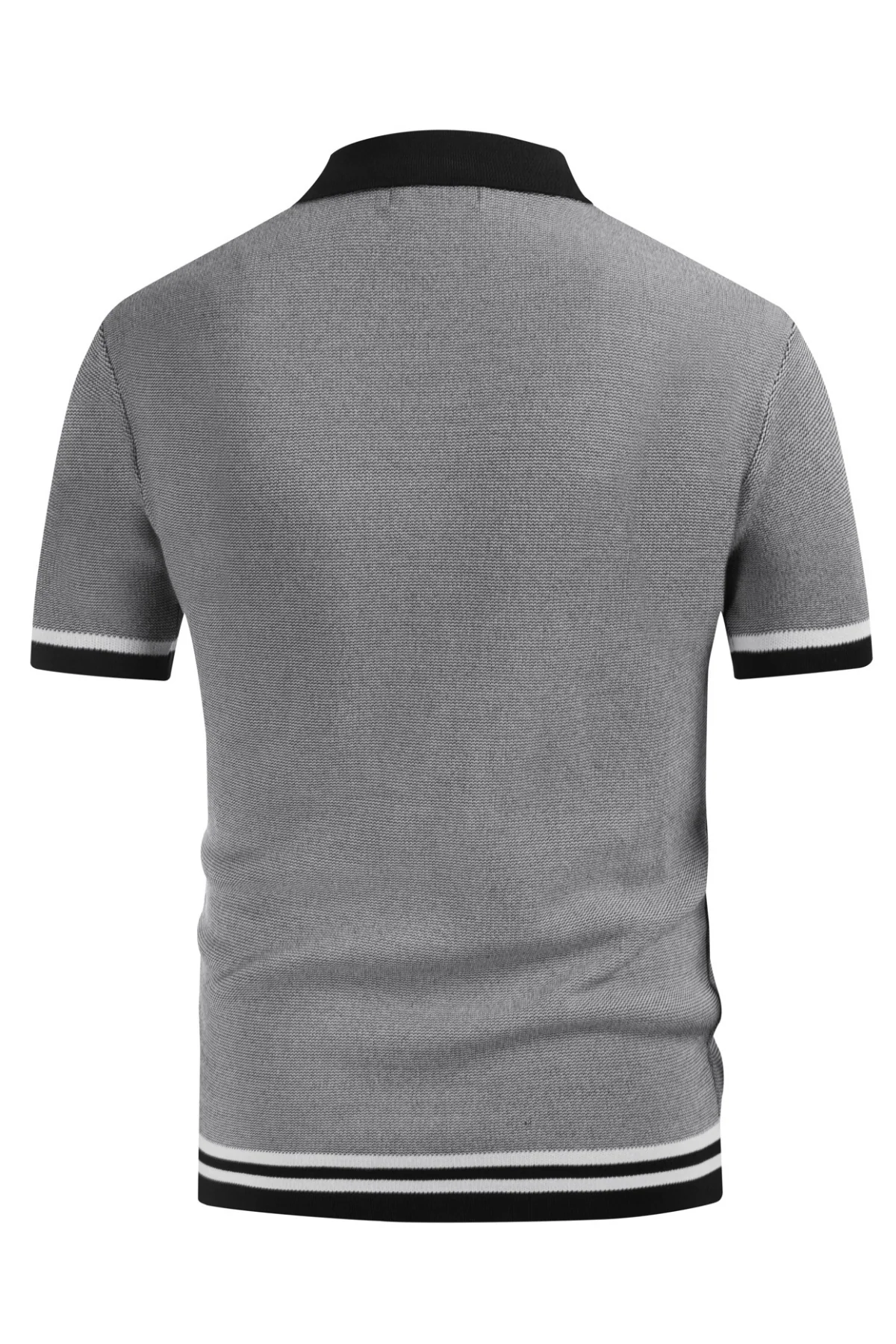 Men's Vintage Stripe Knit Polo Shirts Short Sleeve Stylish Button Down Cardigan Sweater - Image 4