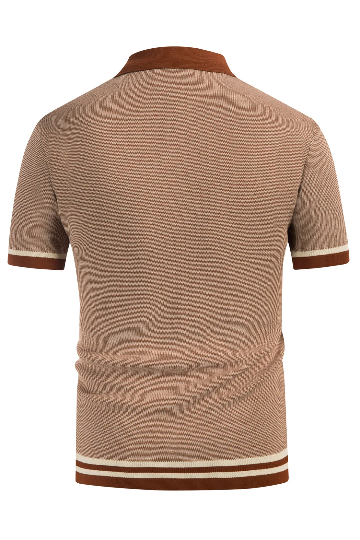 Men's Vintage Stripe Knit Polo Shirts Short Sleeve Stylish Button Down Cardigan Sweater - Image 9