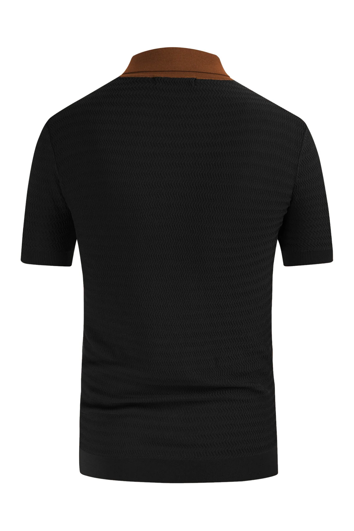 Men Contrast Color Cardigan Sweater Short Sleeve Lapel Button-up Knitwear - Image 10