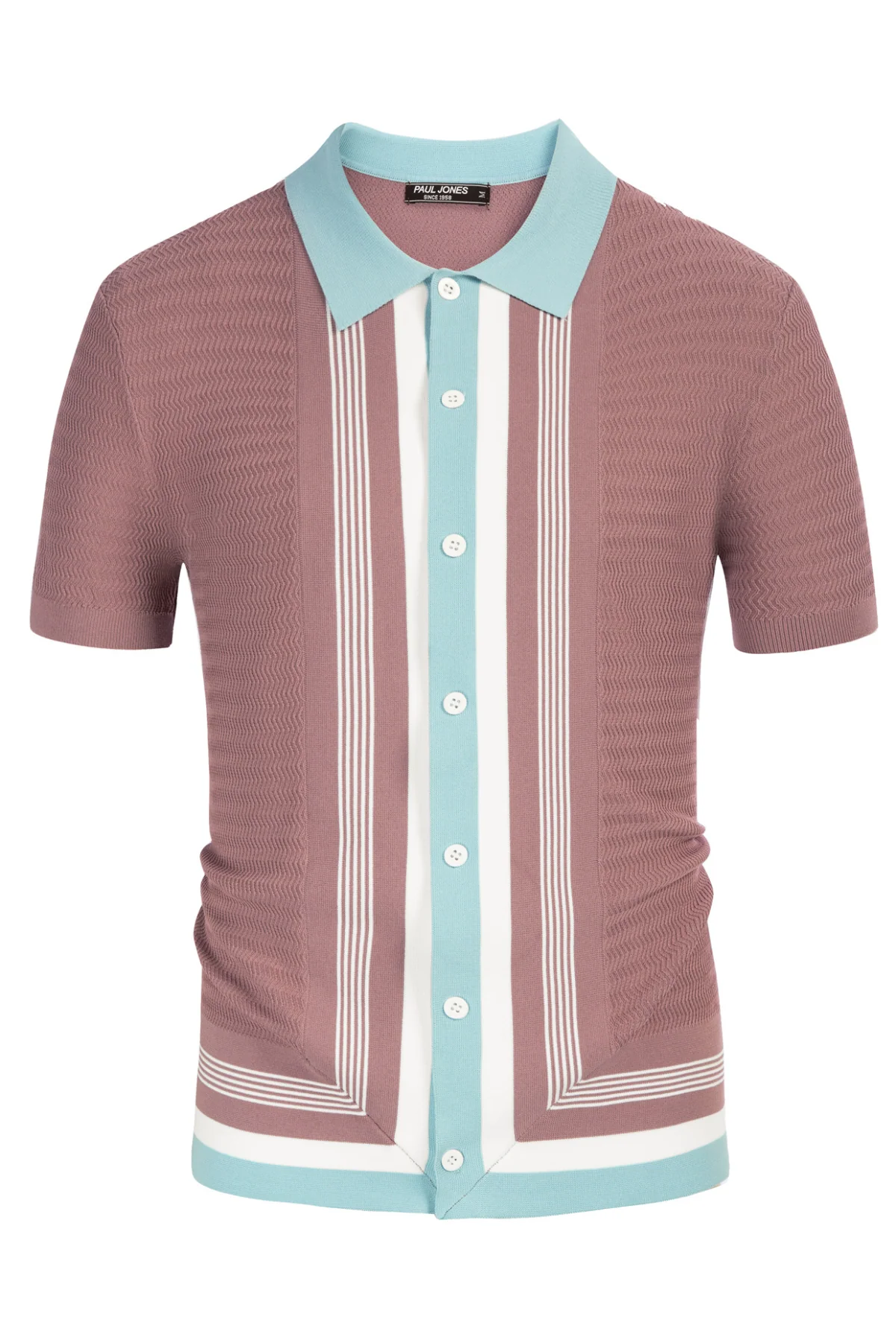 Men Contrast Color Cardigan Sweater Short Sleeve Lapel Button-up Knitwear - Image 25