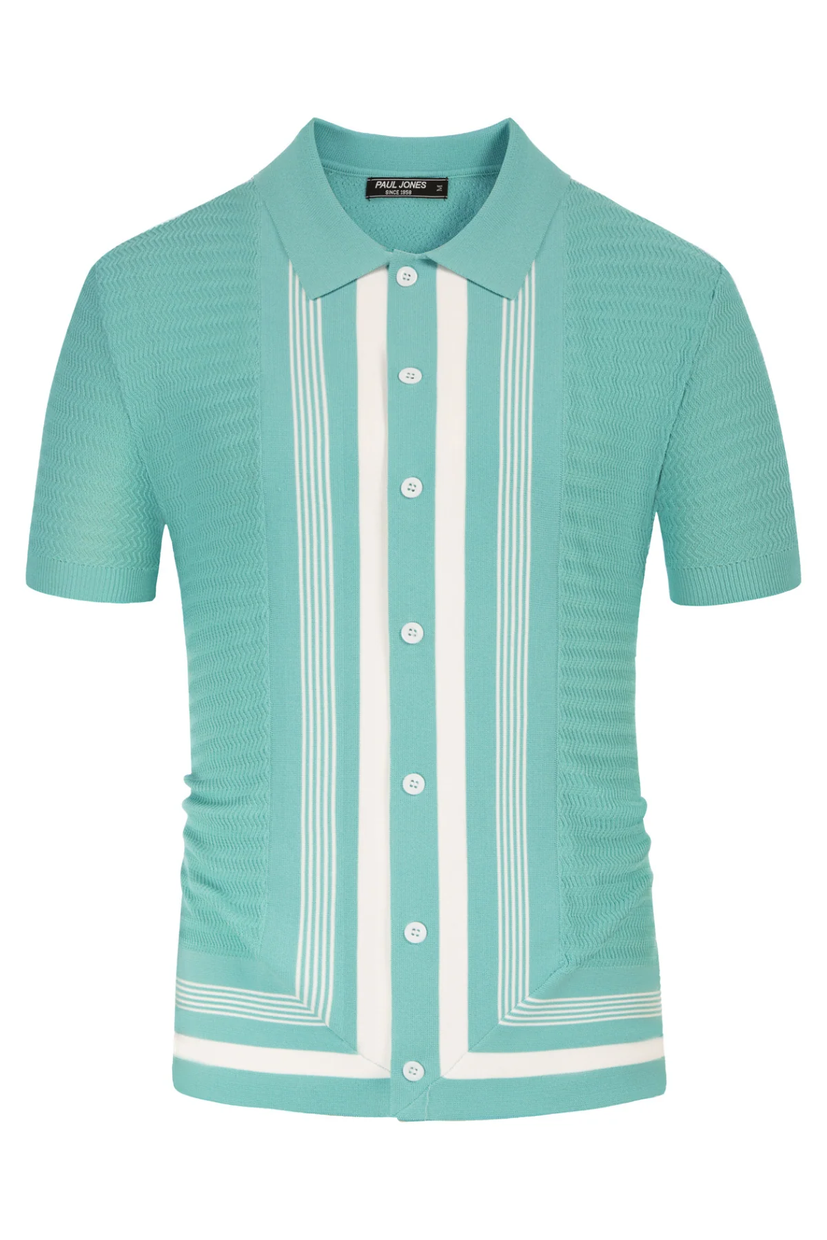 Men Contrast Color Cardigan Sweater Short Sleeve Lapel Button-up Knitwear - Image 41
