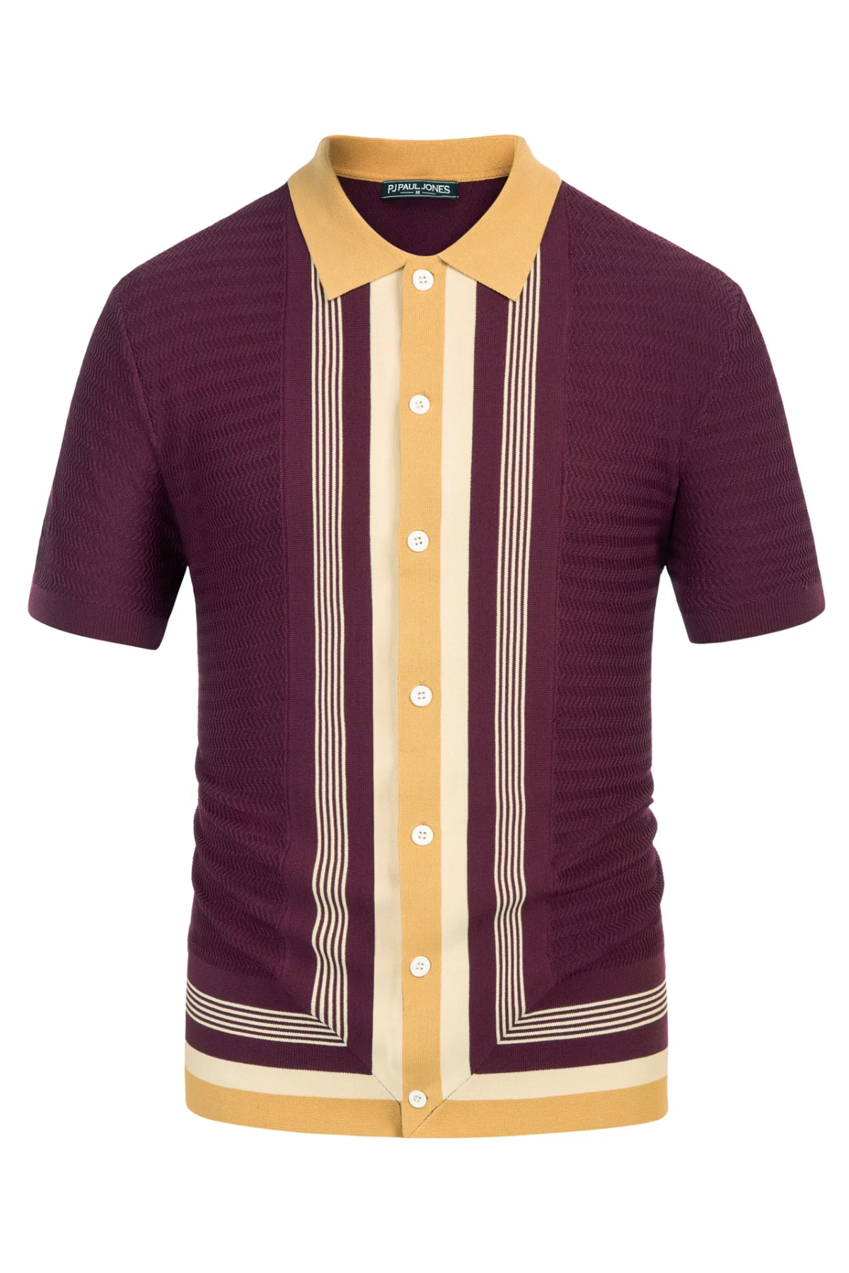 Men Contrast Color Cardigan Sweater Short Sleeve Lapel Button-up Knitwear - Image 61
