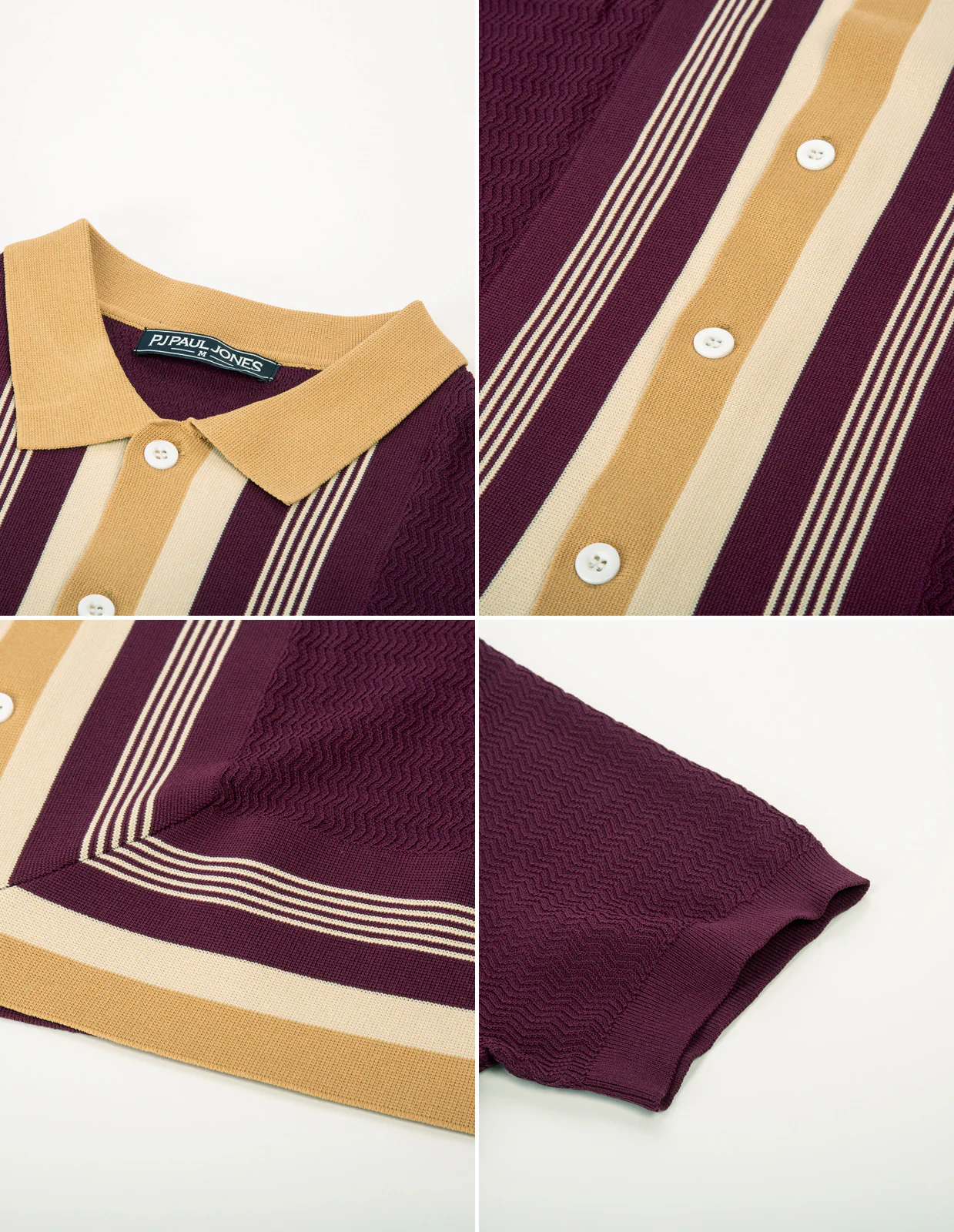 Men Contrast Color Cardigan Sweater Short Sleeve Lapel Button-up Knitwear - Image 64