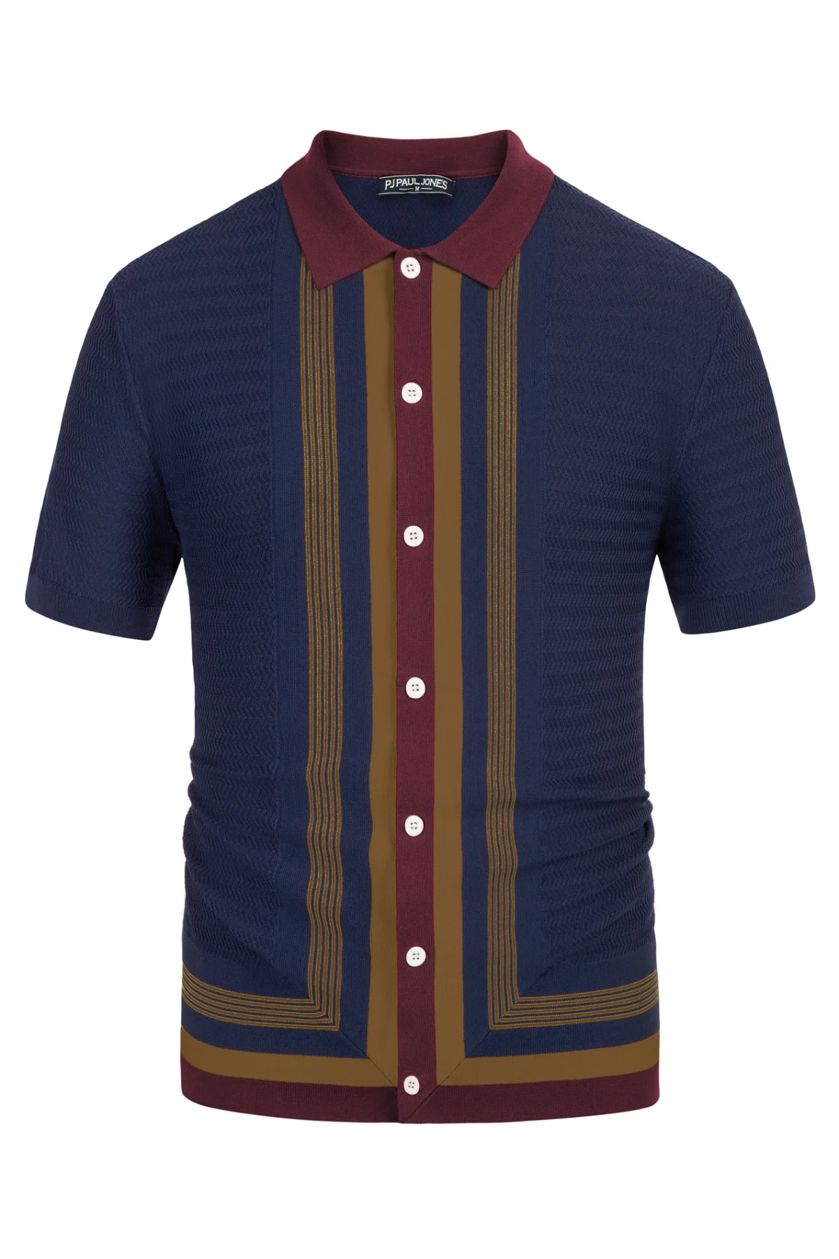 Men Contrast Color Cardigan Sweater Short Sleeve Lapel Button-up Knitwear - Image 65