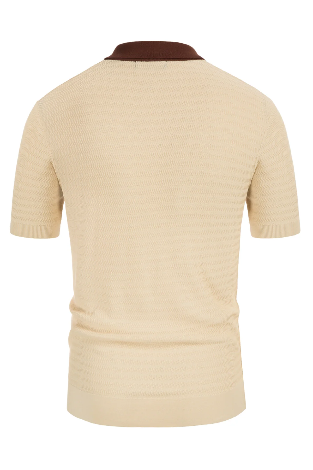 Men's Vintage Stripe Knit Polo Shirts Short Sleeve Stylish Button Down Cardigan Sweater - Image 7