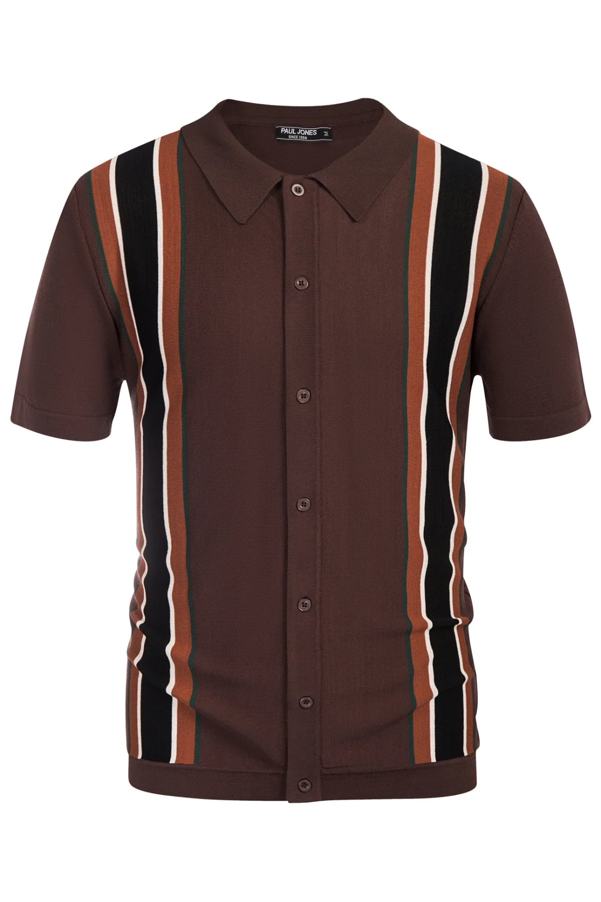 Mens Polo Shirts Vintage Striped Lightweight Knitting Golf Cardigans Shirts - Image 27