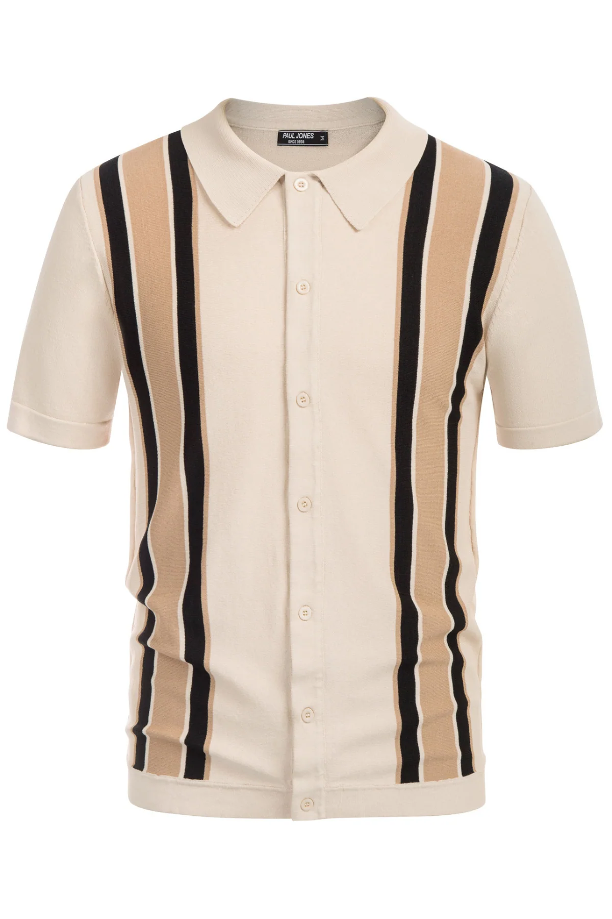Mens Polo Shirts Vintage Striped Lightweight Knitting Golf Cardigans Shirts - Image 3