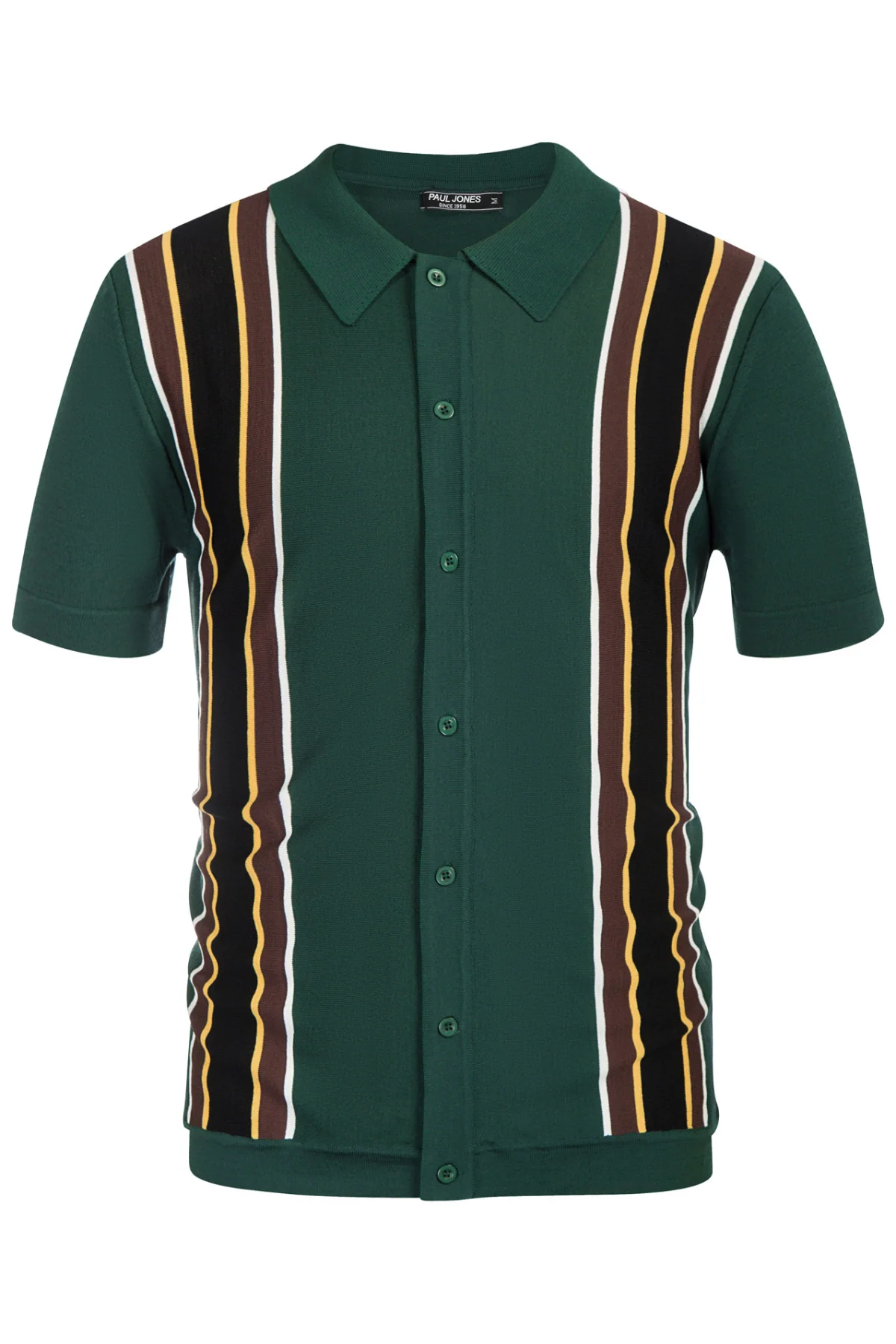 Mens Polo Shirts Vintage Striped Lightweight Knitting Golf Cardigans Shirts - Image 32