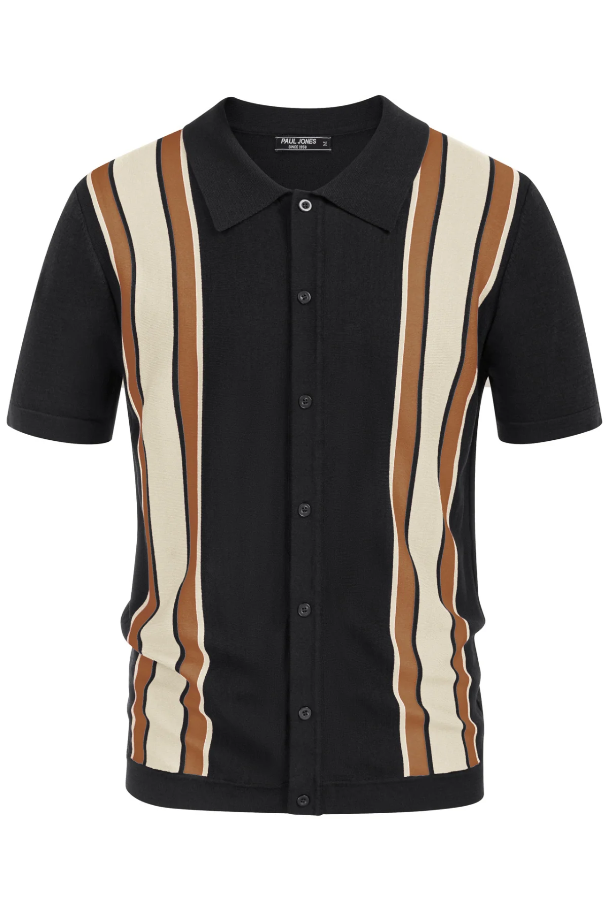 Mens Polo Shirts Vintage Striped Lightweight Knitting Golf Cardigans Shirts - Image 42