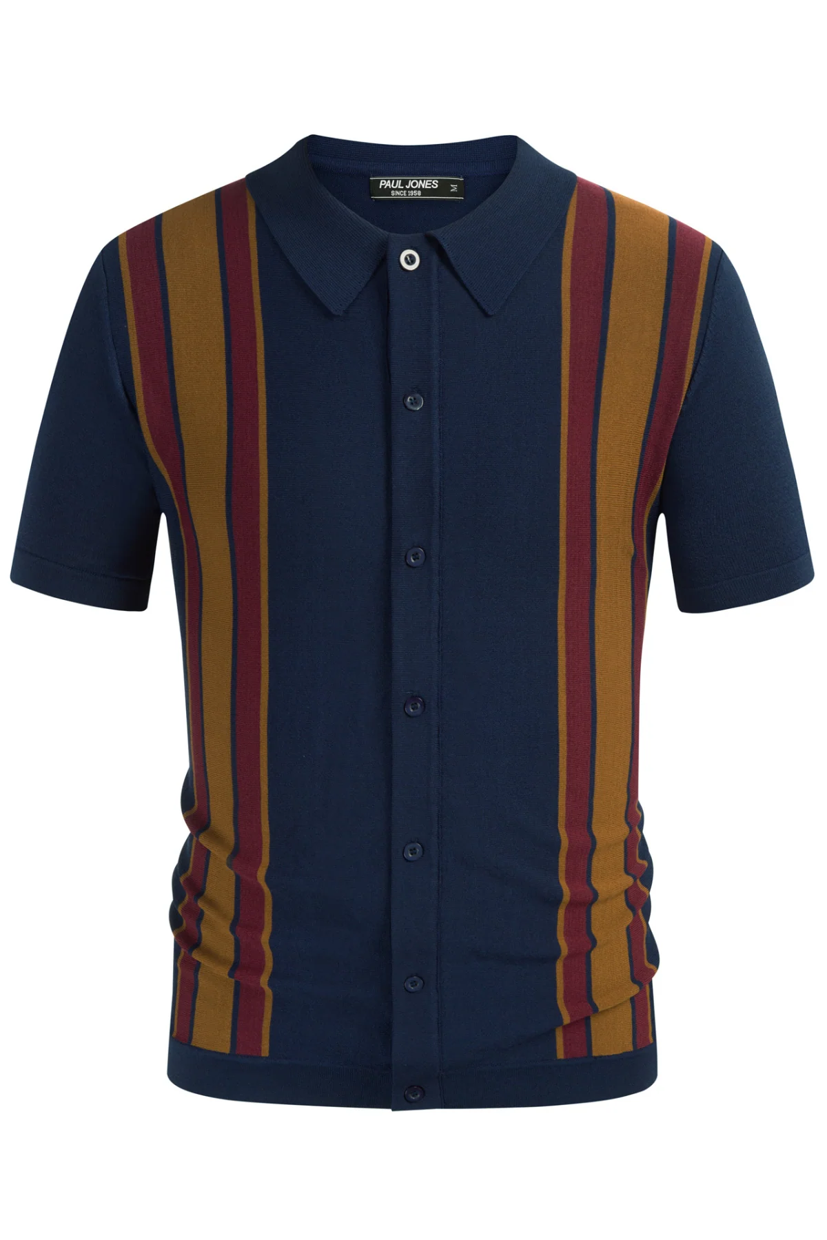 Mens Polo Shirts Vintage Striped Lightweight Knitting Golf Cardigans Shirts - Image 47