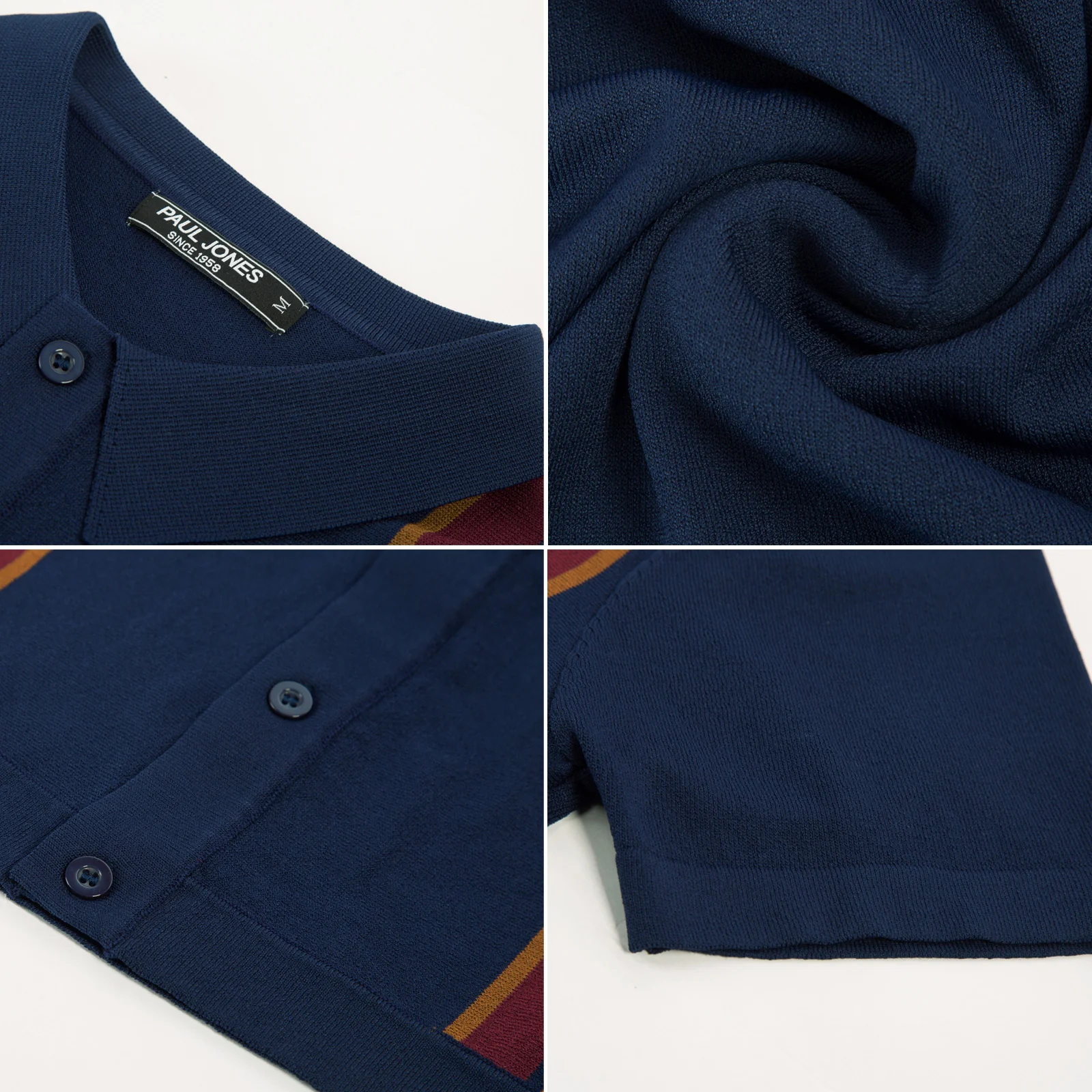 Mens Polo Shirts Vintage Striped Lightweight Knitting Golf Cardigans Shirts - Image 51