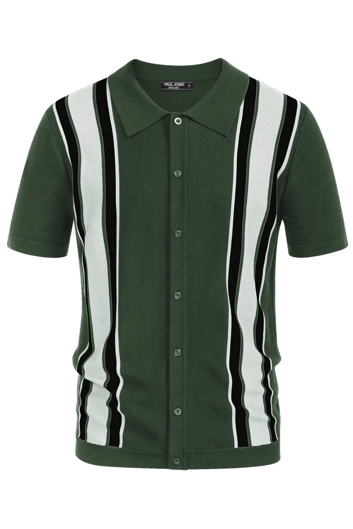 Mens Polo Shirts Vintage Striped Lightweight Knitting Golf Cardigans Shirts - Image 52